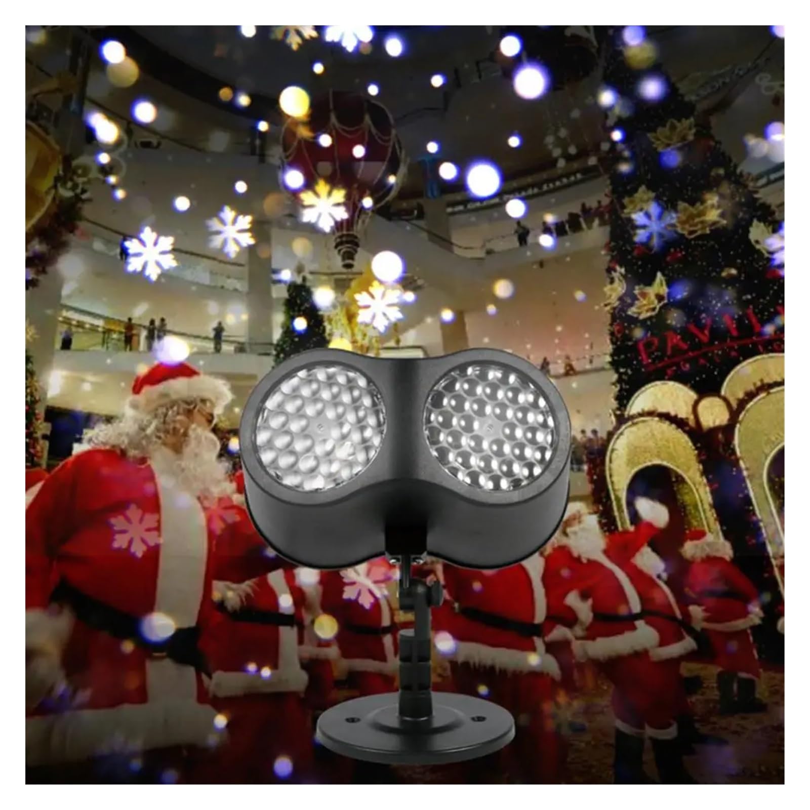 Projecteur d'Halloween, Projecteur de flocon de neige LED à Double Tube, Projection de noël, lampe d'extérieur étanche, projecteur de neige for fête de vacances(A)