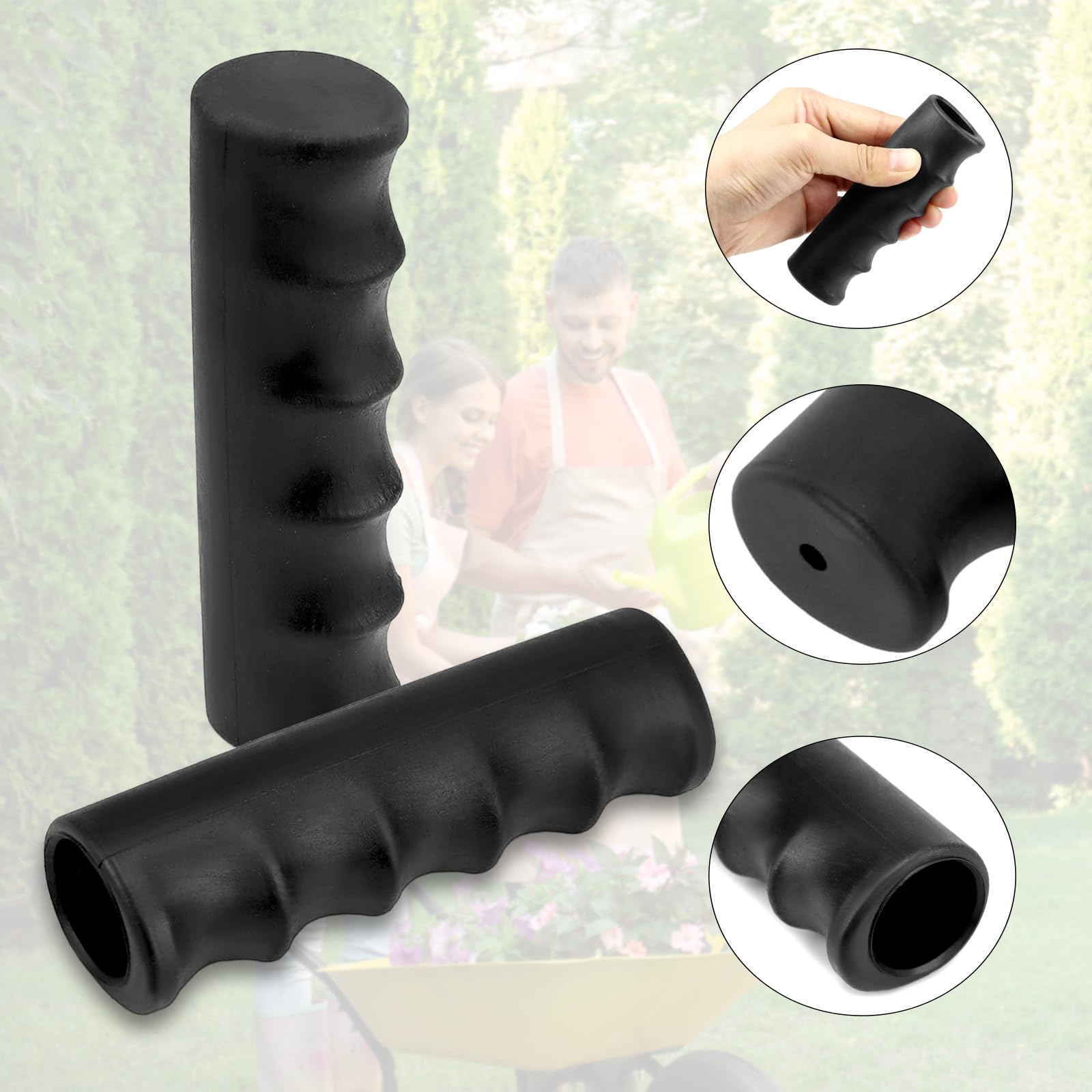 Uchwyty do taczki, czarne, zestaw 4 sztuk, 30 mm, gumowe uchwyty do wózka, zapasowe gumowe uchwyty, antypoślizgowe, do taczki, do roweru, wózka inwalidzkiego (118 x 30 mm)