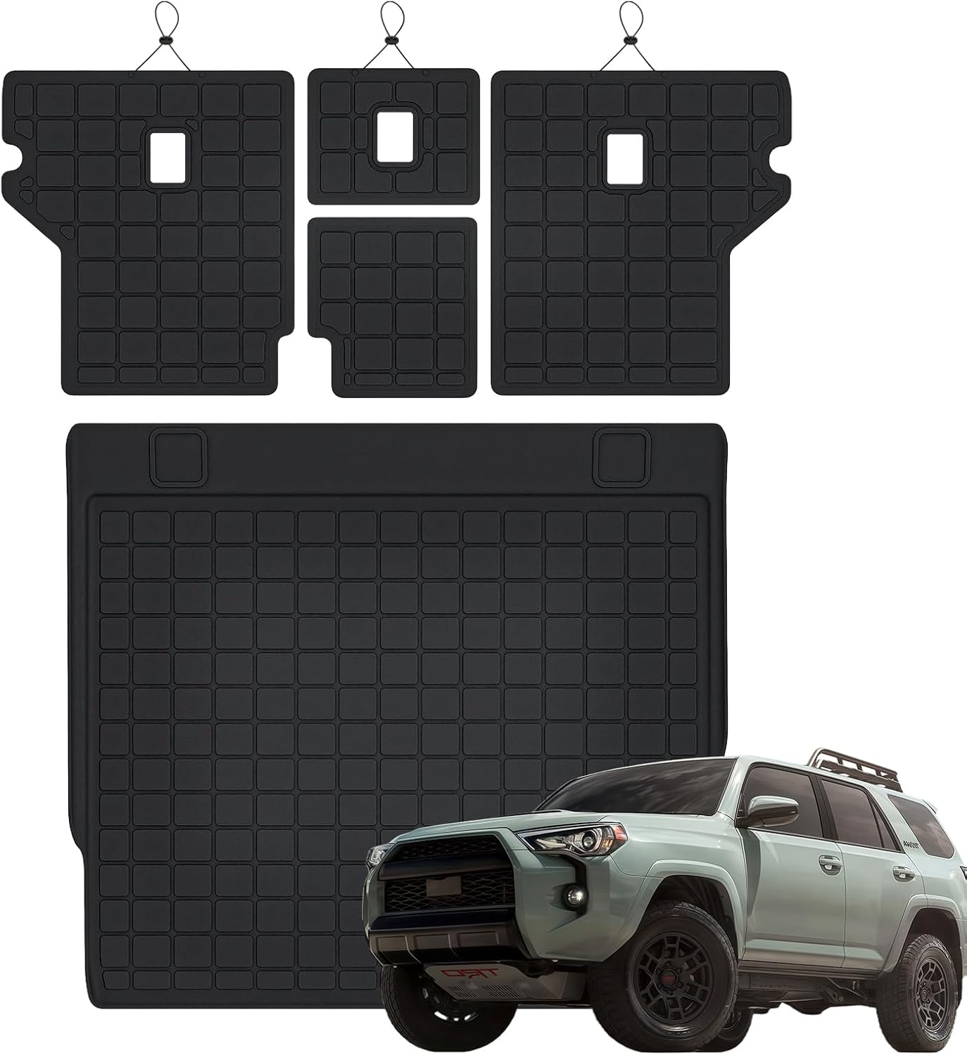 Floor Mats for 2011-2013 2014 Ford Explorer 7 Seats & Large Cargo Mat,TPE All Weather Protection Car Floor Liners with Large Trunk Mats (Foldable) Full Set Accessories