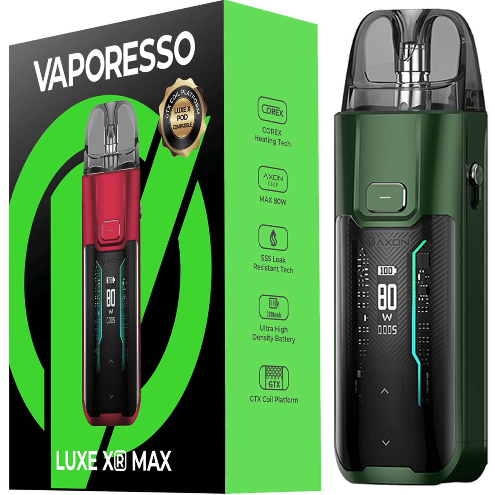 Vaporesso LUXE XR Max Kit 5ml DTL/MTL Vaporizzatore adatto LUXE X/XR Pod  Cartuccia e GTX Coils Piattaforma No Nicotine No Liquid : Amazon.it:  Elettronica