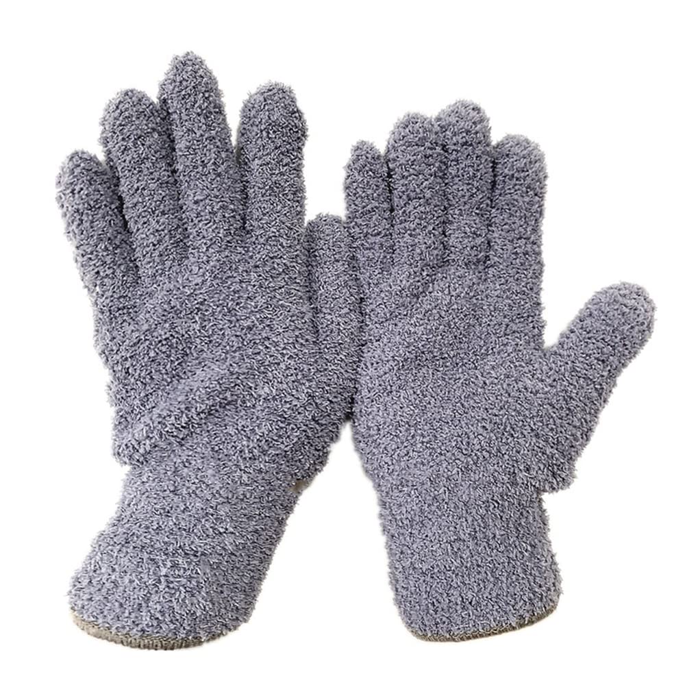TopHomer 1 Pair Microfiber Auto Dusting Cleaning Mittens Gloves Reusable Dusting Mittens for House Cleaning, Trucks and Cars, Gray