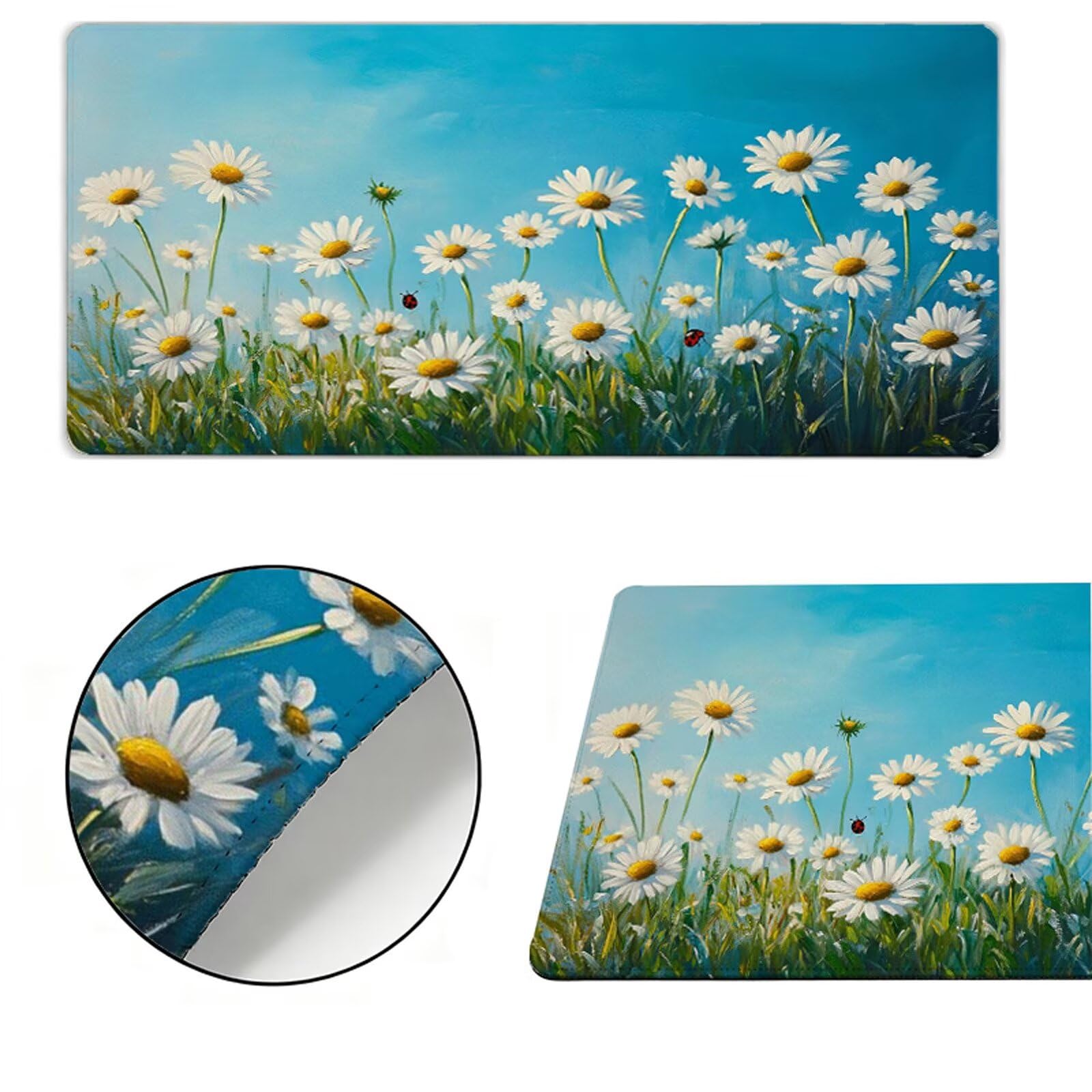Podkładka pod mysz XXL 1000x500x3mm podkładka pod mysz niebieska podkładka pod mysz biała poprawia precyzję i szybkość, antypoślizgowe wodoodporne, szyte krawędzie, akcesoria do gier, komputer
