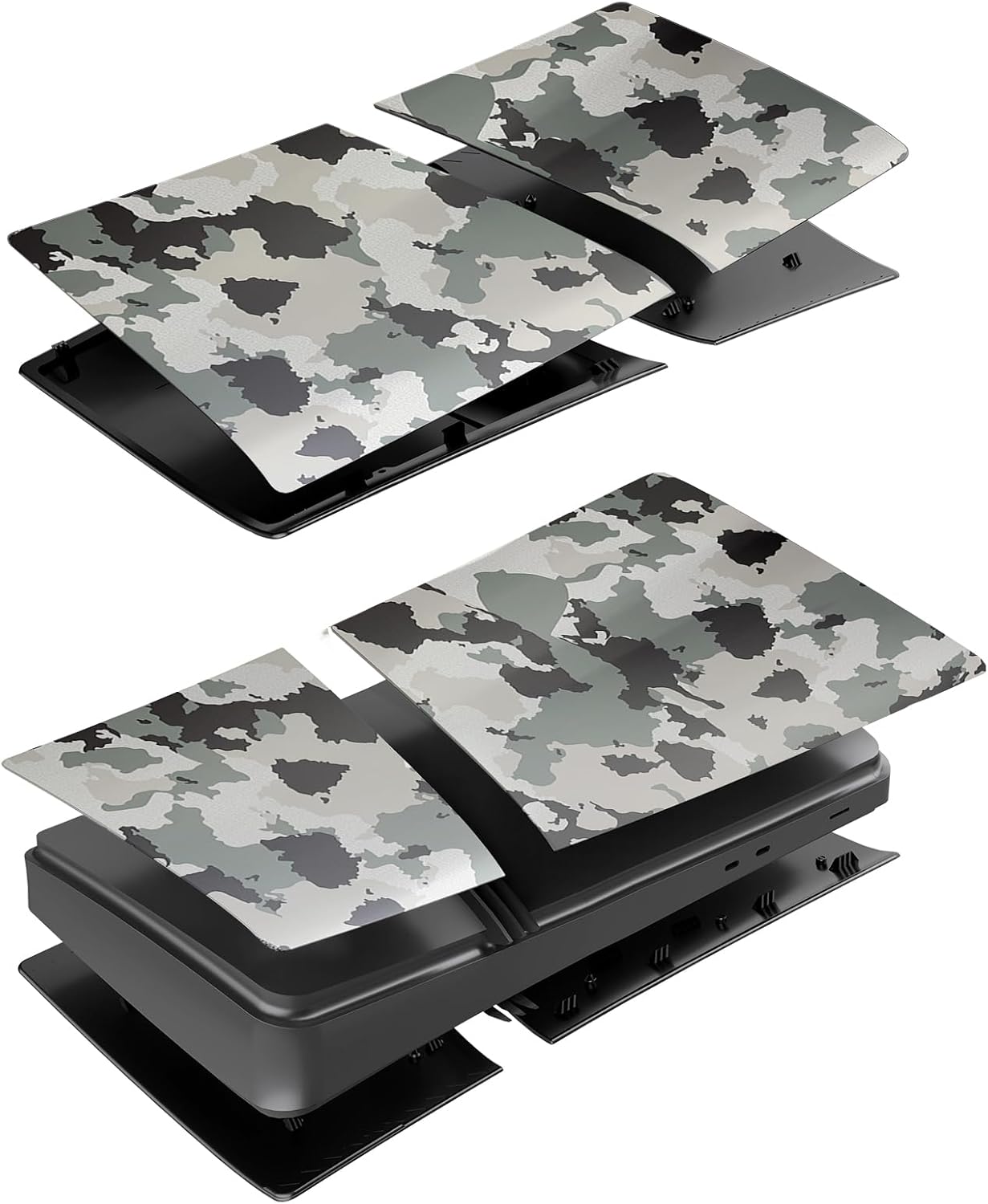 PEYANZ Faceplate for PS5 Pro (Digital Edition), Cover Plate, ABS Shell, Matt Skin, with Extra 2 Controller Silicone Covers (Camo) - Image 4