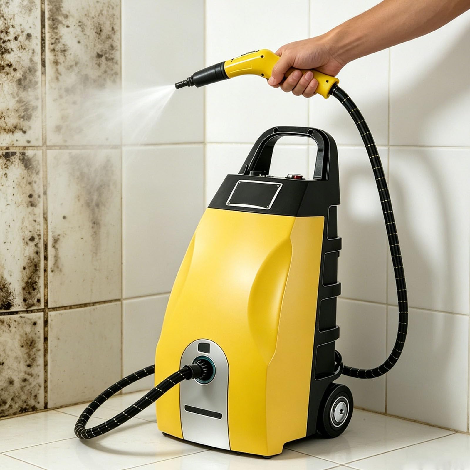 Glowdora 3000w Heavy Duty Steam Cleaner - 3.5l Tank, 110℃ Fast Heat-Up In 30 Sec, 9accessories, Safe Lock, Ideal For Kitchen, Car, Carpets & Ac Cleaning Yellow