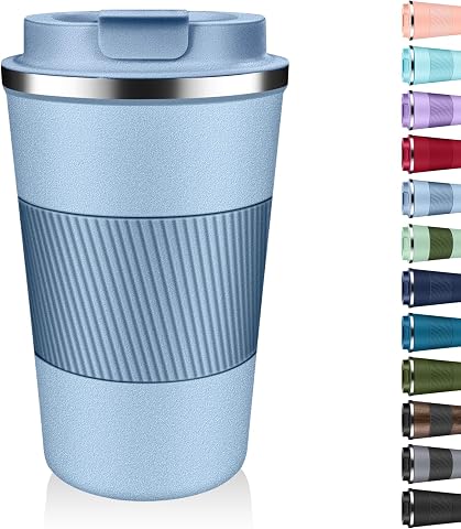 Insulated Coffee Tumbler 12 oz, Stainless Steel Travel Mug with Leak-Proof Lid (