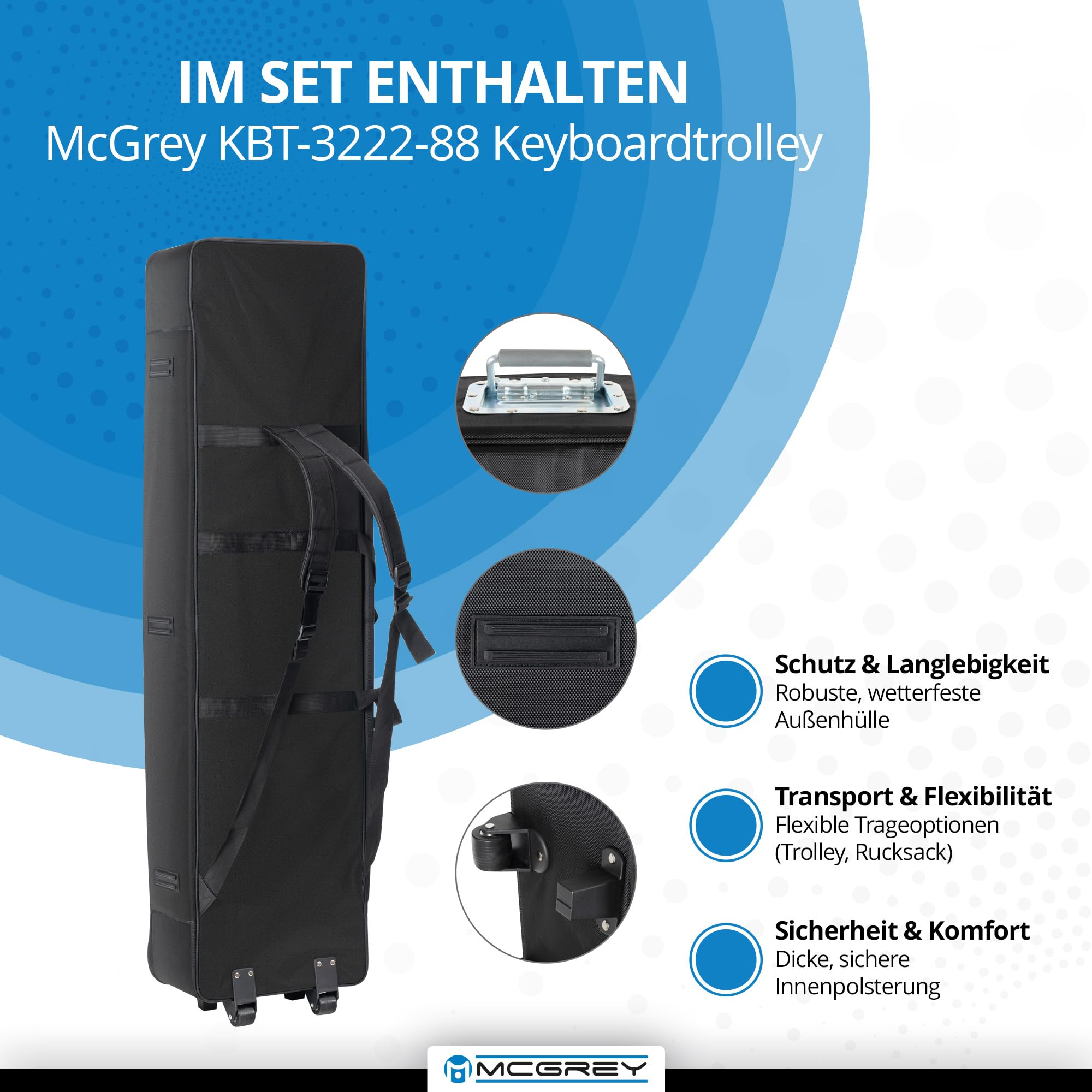 McGrey SK-88 Keyboard Super Kit Trolly Set - Einsteiger-Keyboard in Stagepiano-Optik mit 88 Tasten - 146 Klänge - inklusive Sustain-Pedal, Keyboardständer, Hocker und Kopfhörer - schwarz