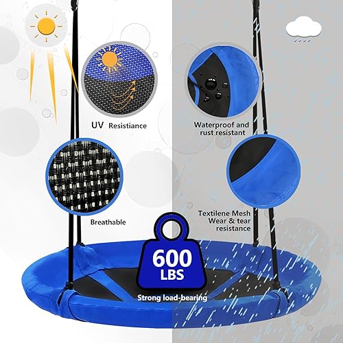 Miniatura 3 de Hotjump Platillo de árbol de 40 pulgadas para niños al aire libre con tienda de campaña, capacidad de peso de 600 libras, columpio redondo para