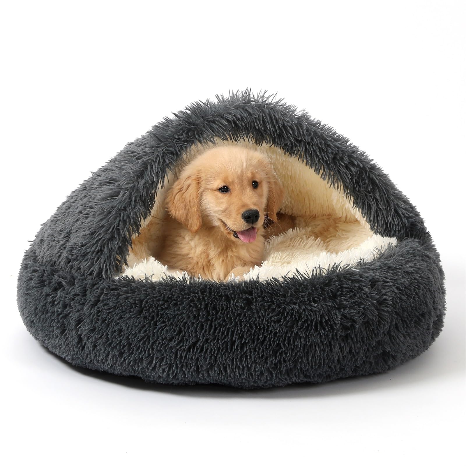 NOYAL Hooded Donut Bed, Calming Cave for Cats &amp; Small Dogs