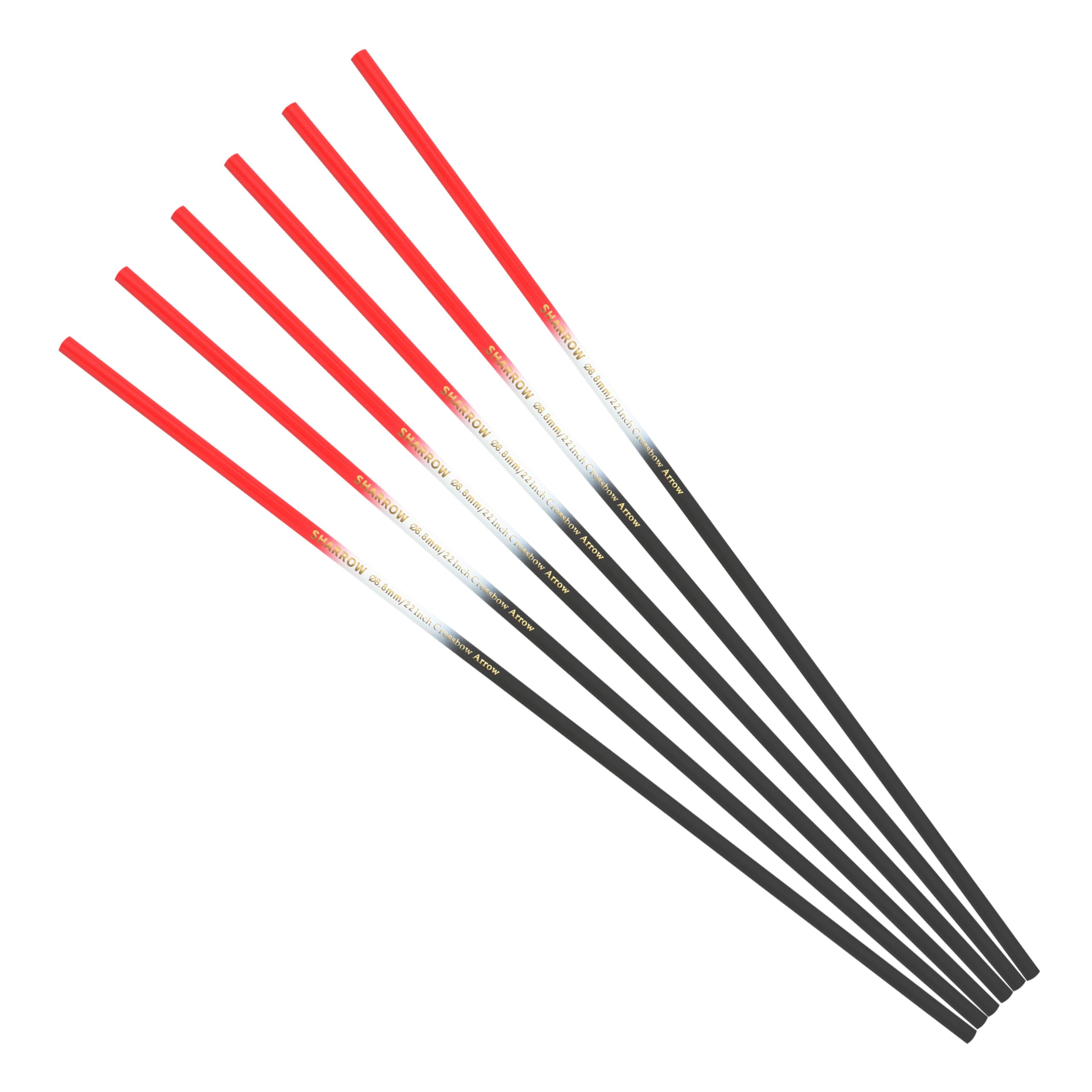 FQH 16“ 17” 18“ 20” 22" Archery Carbon Arrow Shafts Crossbow Bolt Short Arrow Shafts 7.6mm ID for Outdoor Hunting Target Archery Shooting Training (6/12pcs) (6pcs, Red, 16-inch)
