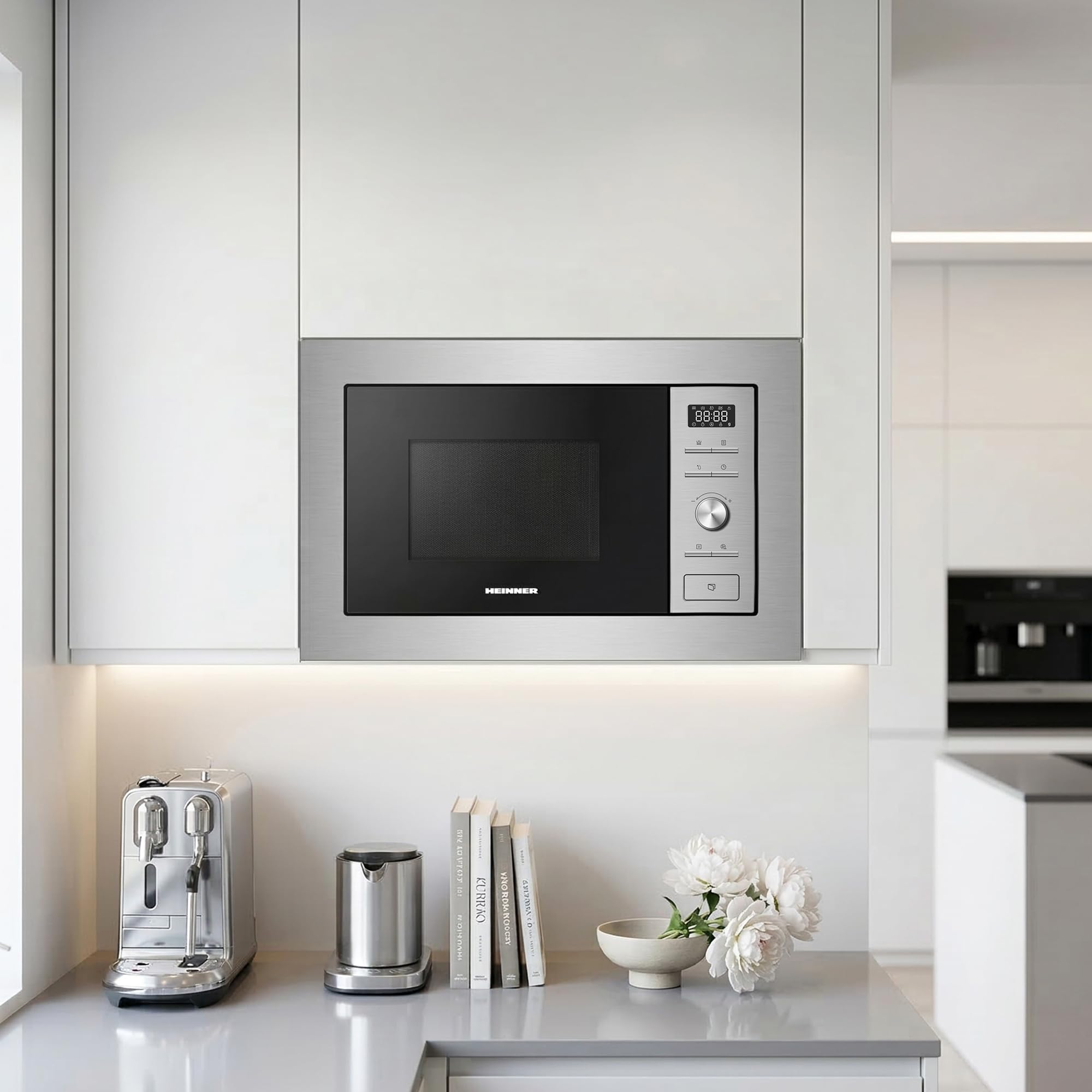 HMW-MDBI28GDIX Einbau-Mikrowellenofen – 28 L Garraum, Digitale Touch-Bedienung, Leistungsstarker Grill, Kombi-Mikrowelle, Automatikprogramme, Edelstahl-Design (Inox), 5 Jahre Garantie