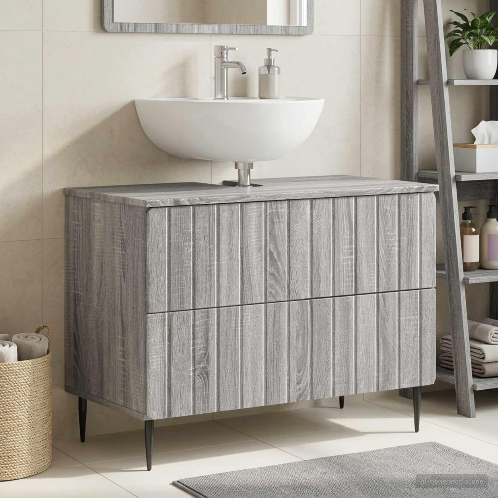 Szafka pod umywalkę ZWOLLE Sonoma szara 82 x 41 x 58,5 cm materiał