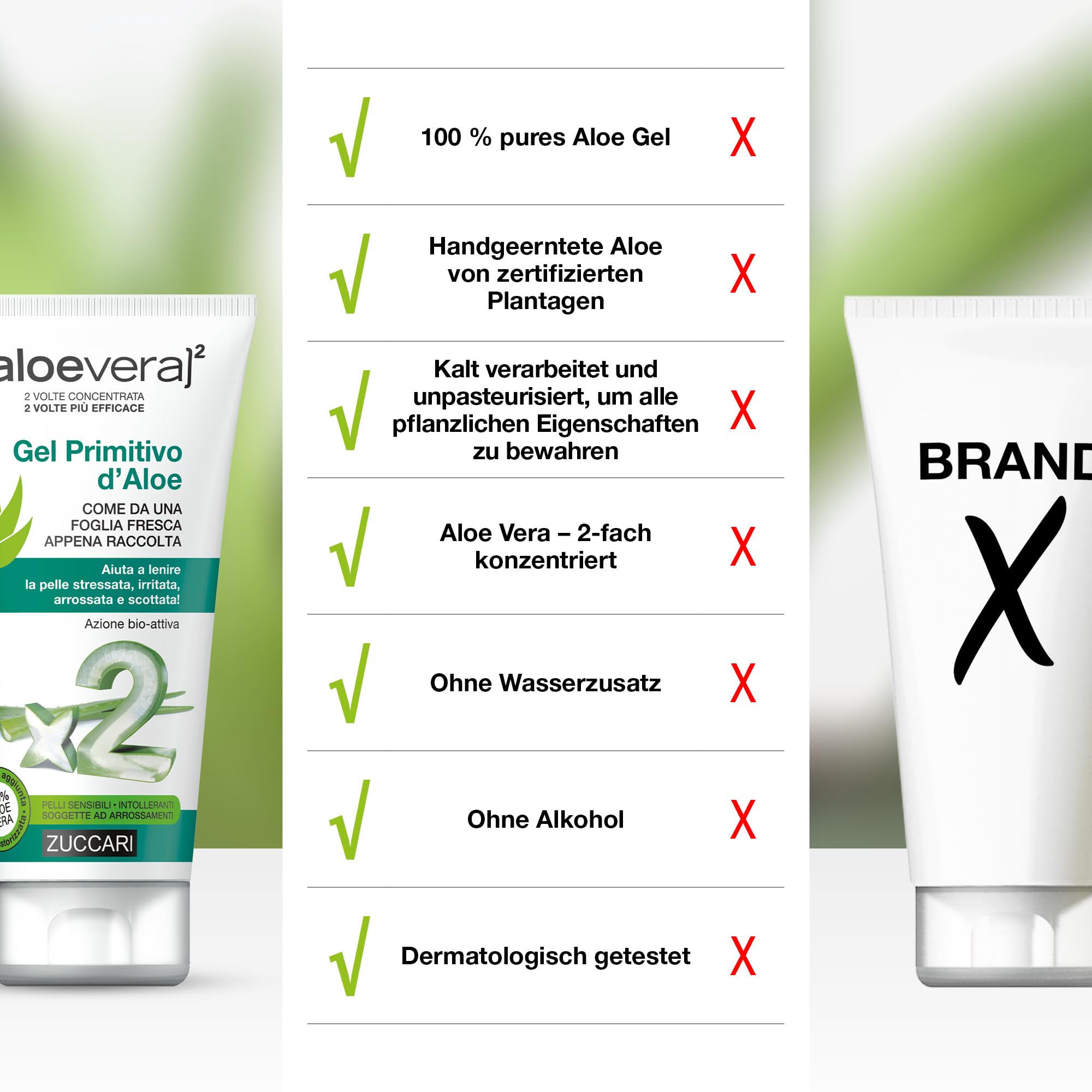 ZUCCARI Aloe Vera Gel 100% Pur 3x150 ml - Feuchtigkeitscreme | Doppelt konzentriert für strapazierte Haut & bei Sonnenbrand - erfrischendes Gel für Gesicht, Körper und Kopfhaut, pur