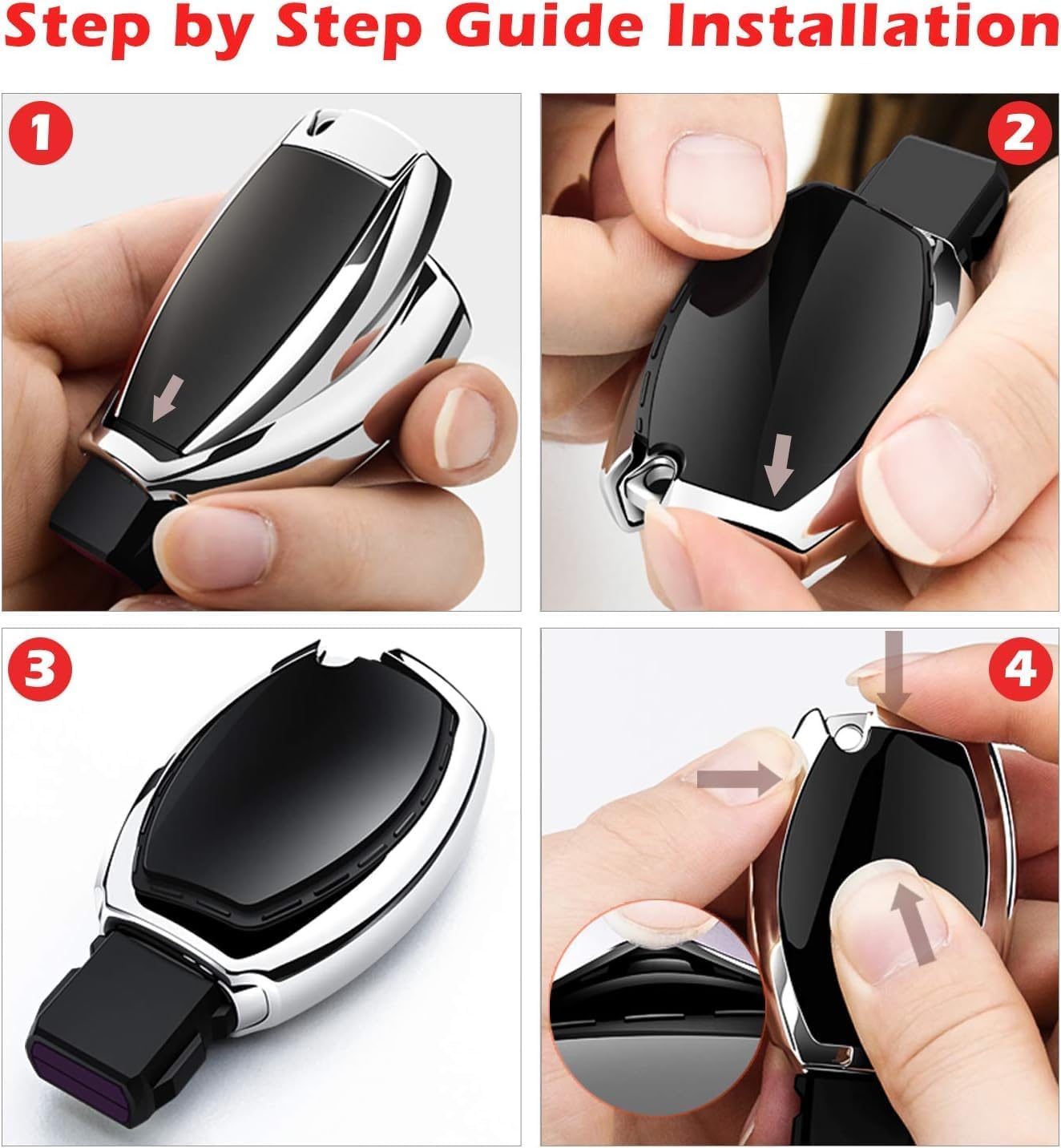 Intermerge for Mercedes Benz Key Fob Cover, Premium Soft TPU Key Case Cover Compatible with Mercedes Benz C E S M CLS CLK G Class Keyless Smart Key Fob_Red+Blue