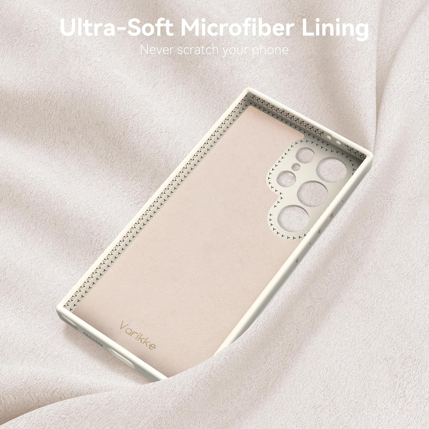 Varikke Compatible with Samsung Galaxy S24 Ultra Case, Liquid Silicone Upgrade [Camera Protection] [Anti-Scratch Microfiber Lining] Slim Soft Touch Gel Rubber Shockproof Phone Case 6.8", Cream White - Image 8