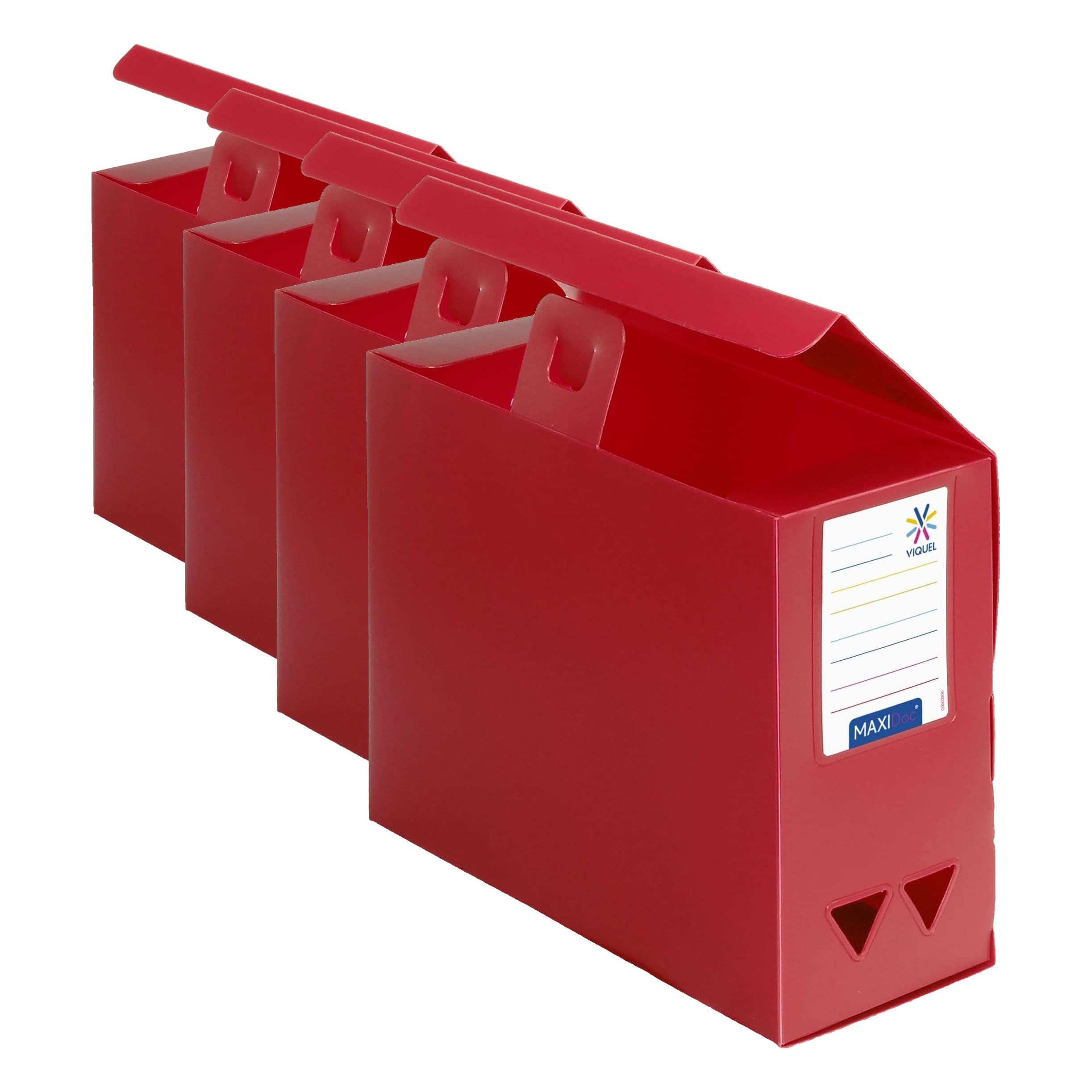 Boîte de rangement plastique grande capacité Viquel rouge à large dos 120mm