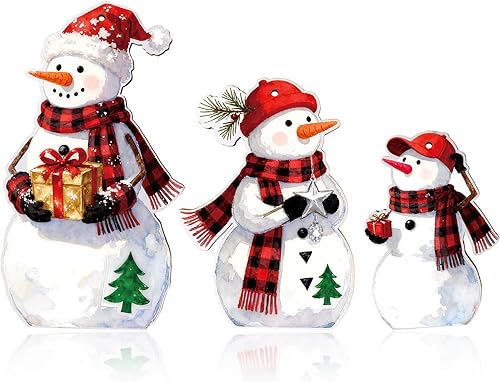 Decoraciones navideñas para interiores, muñeco de nieve, 3 letreros de madera, decoración de mesa de Navidad, rústico, fiesta, invierno, hogar,