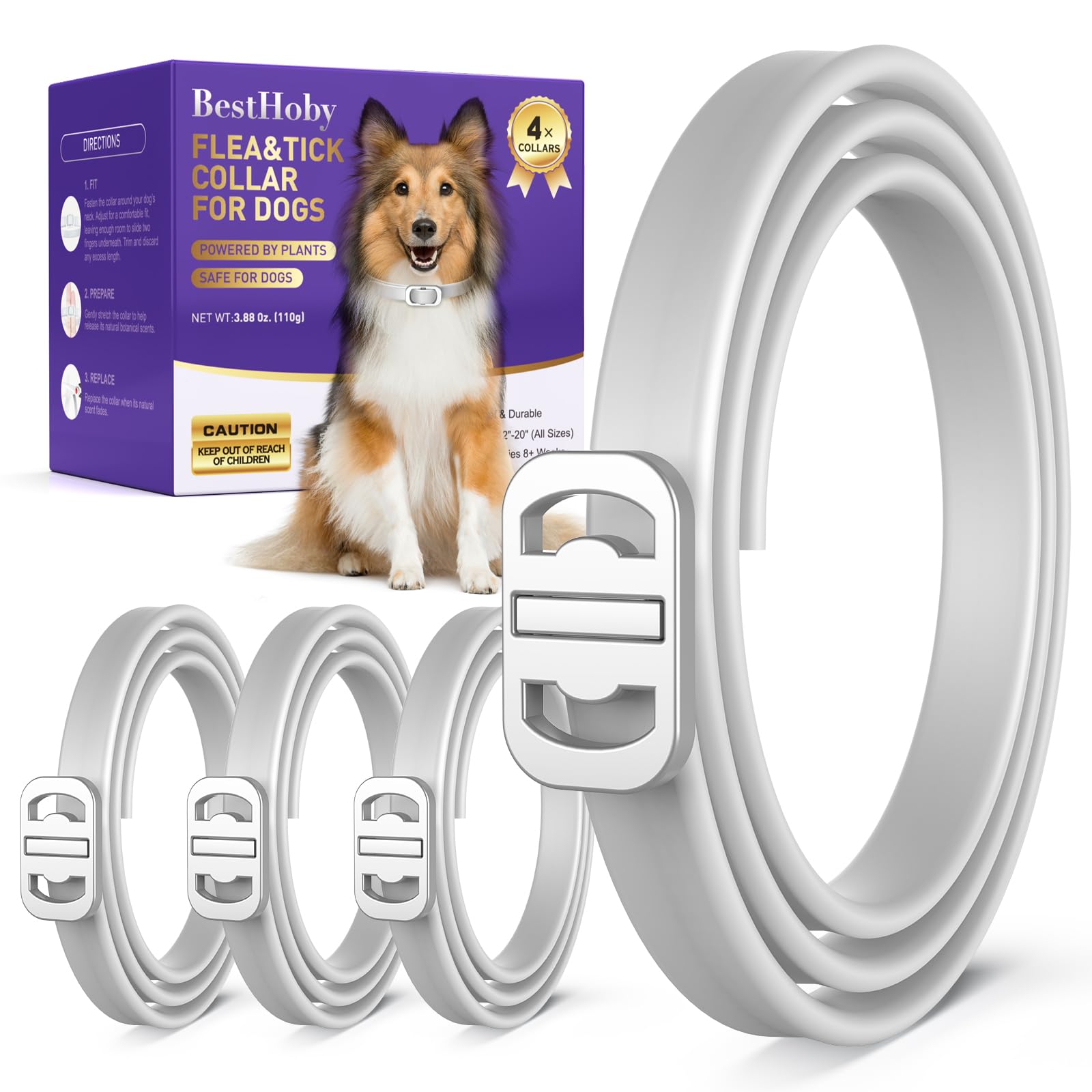 BestHoby 4 Pack Flea and Tick Collar for Dogs