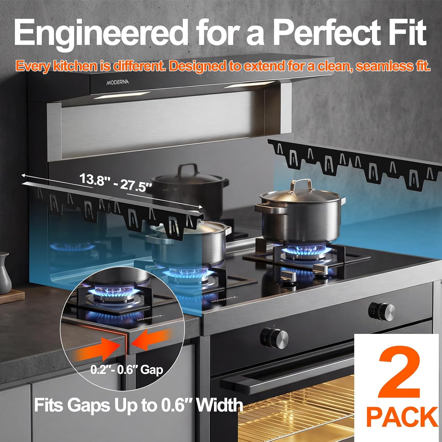 Stove Gap Covers Stainless Steel, 2 Pack Upgraded Stove Gap Filler for Gap Between Stove and Counter, Range Trim Kit Fits Up to 26 Inch & 0.6 Inch Width, Stove Counter Gap Cover thumbnail