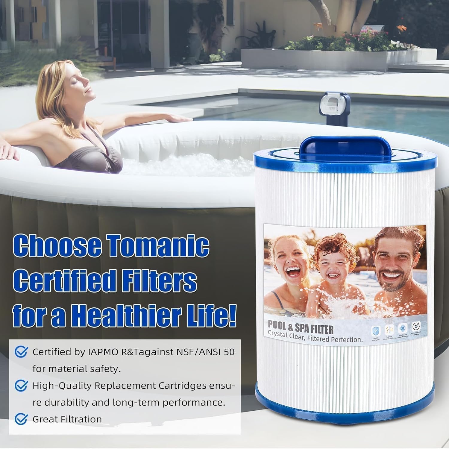 6CH-940 Spa Filter Replaces PWW50P3 Replacement Filter Filbur FC-0359, Aber Hot Tubs 03FIL1400, Waterway 817-0050 PWW50-Certified with NSF50 for Material Safety, 50 Sq.ft 2Pack - Image 6