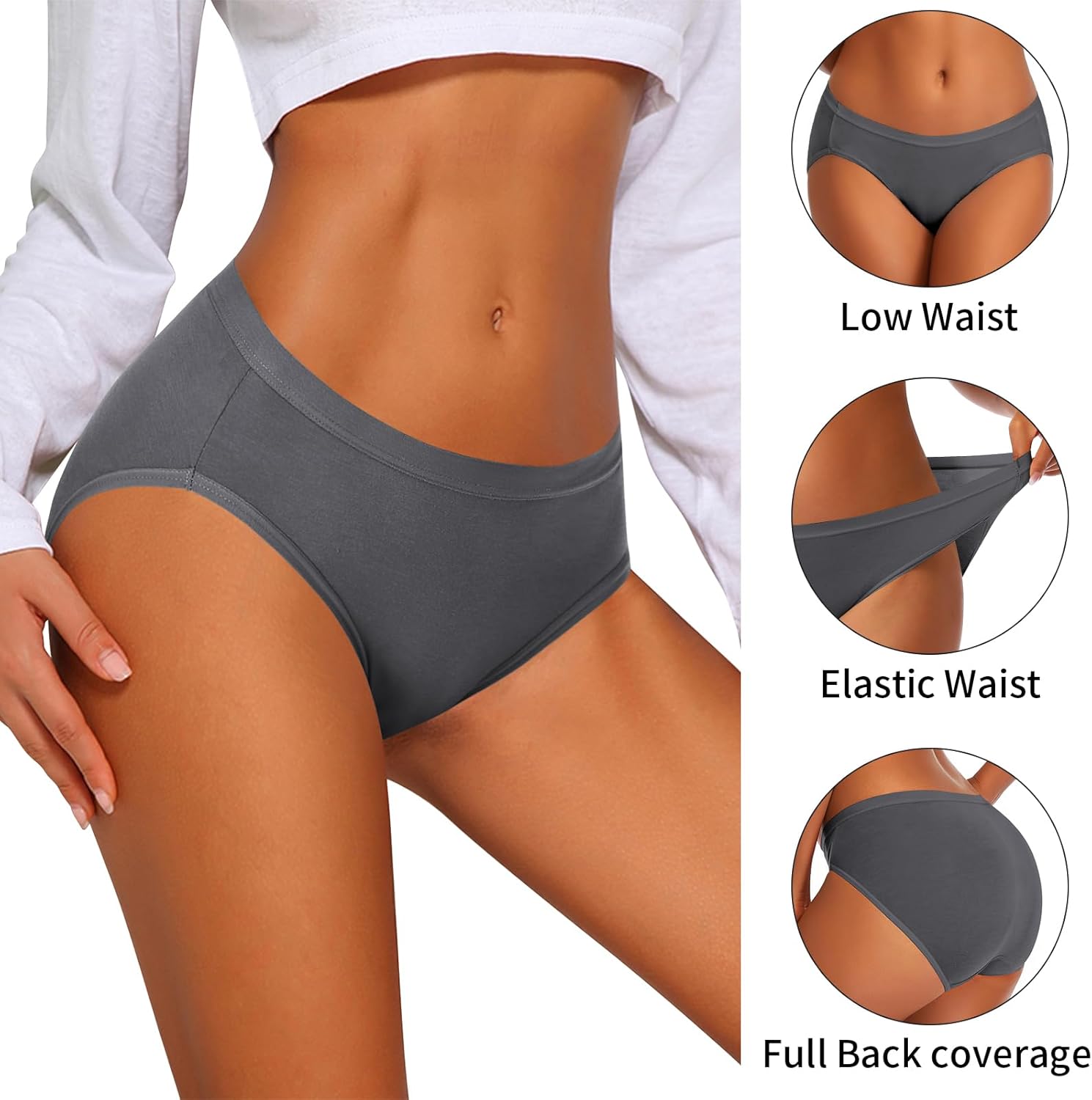 Eiggam Women's Cotton Bikini Panties,High-Cut Full Coverage Stretch Cool Underwear for Women - Image 4