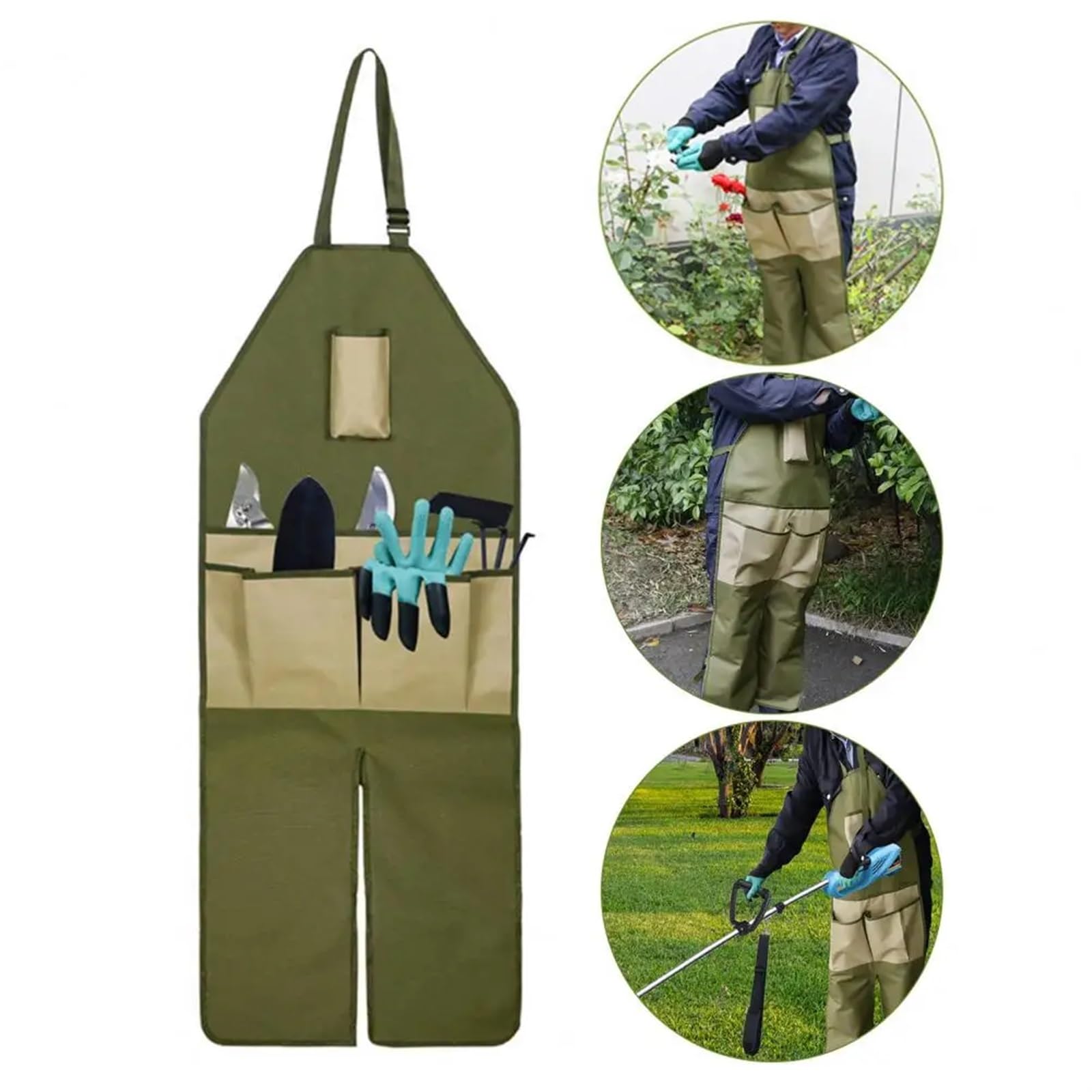 Tablier de Jardin en Tissu Oxford avec Plusieurs Poches, Jambes Fendues, idéal for la Maison, l'atelier, Les Outils de Travail de Jardinage, Accessoires pour Le Travail(Dark Brown)