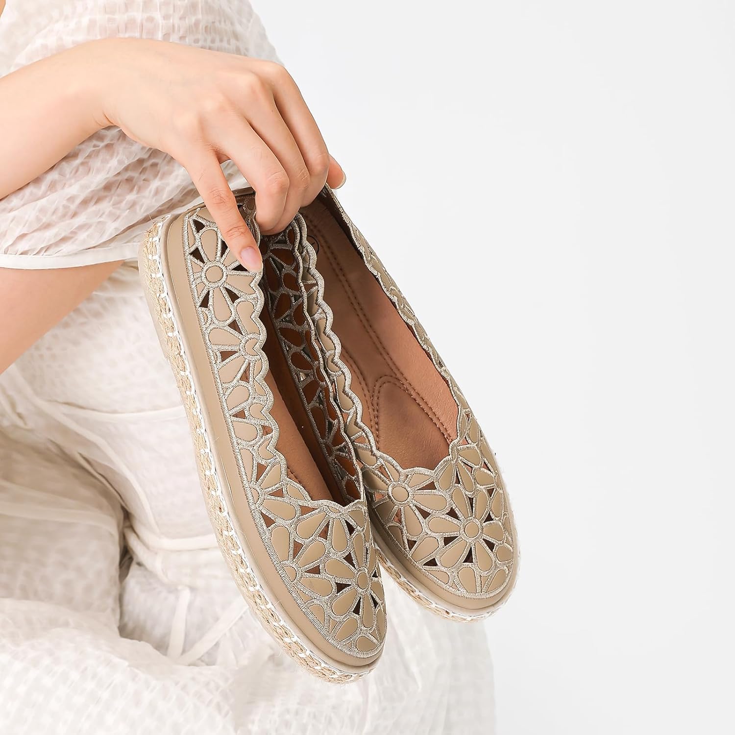 HEAWISH Women’s Ballet Flat Daisy Round Toe Dress Shoes Casual Slip On Rope Loafer - Image 6