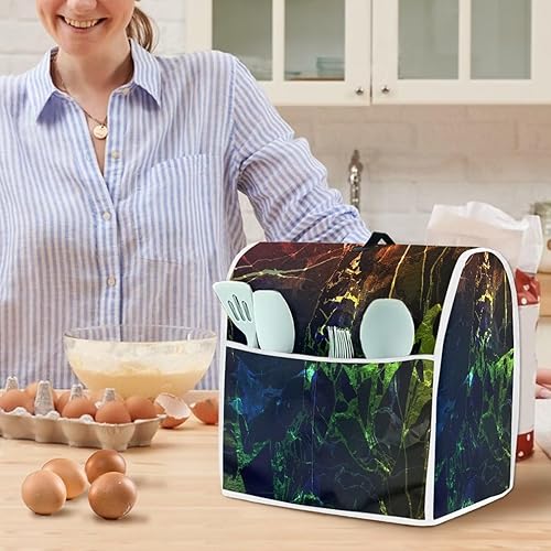 Miniatura 4 de Piezas de mezclador de cocina con patrón de mármol negro y verde con mango superior portátil, lavable a máquina, accesorios para batidora de pie