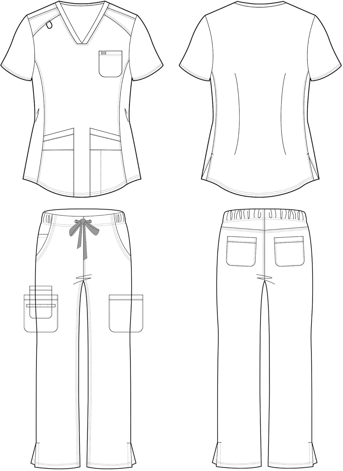 CaiDieNu Medical Scrubs for Women Set: Stretch Uniform Nursing Scrub Set V-Neck Top & Straight Leg Cargo Pants with 13 Pocket - Image 7