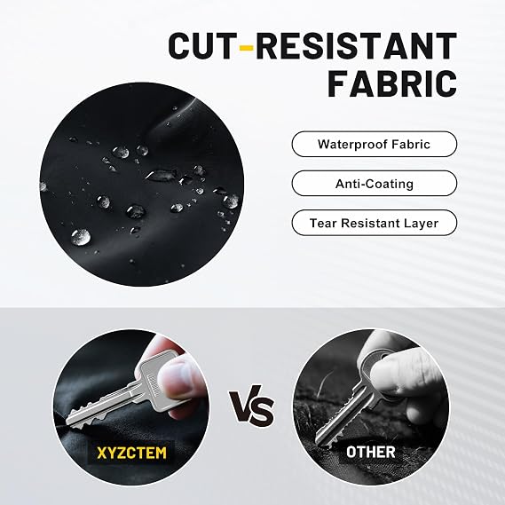 XYZCTEM Motorcycle Cover All Season Waterproof Outdoor Protection | Fit up to 116 Inch Tour Bikes, Choppers and Cruisers - Protect Against Dust, Debris, Rain and Weather (Black)