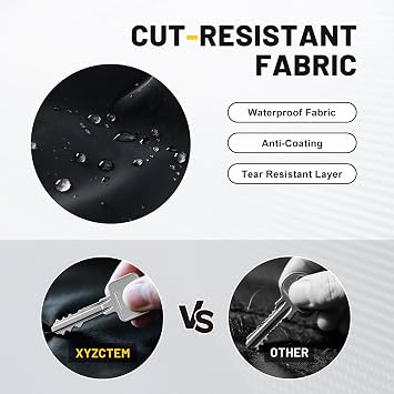 XYZCTEM Motorcycle Cover All Season Waterproof Outdoor Protection | Fit up to 116 Inch Tour Bikes, Choppers and Cruisers - Protect Against Dust, Debris, Rain and Weather (Black)