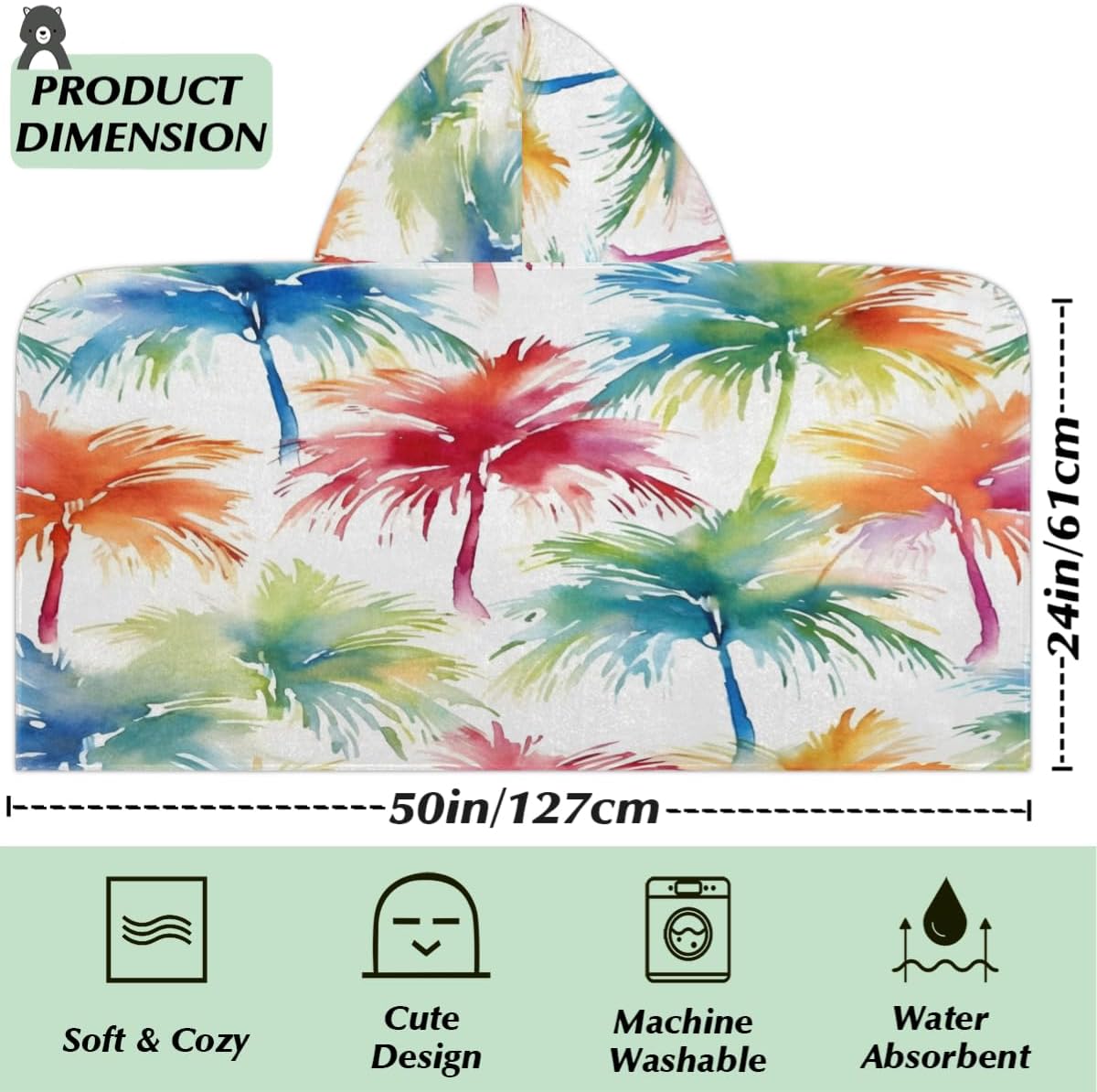 Pardick Kids Bath Towel Connuct Tree Beach Towel with Hood Pool Cover Up for Girls Boys Soft Absorbent Hooded Bath Towel Toddler Towels for Beach, Pool