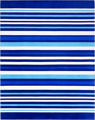 Toalla de playa extra grande con rayas jumbo, 58 x 74 pulgadas (57.9 x 74.0 in), tamaño familiar, 100% algodón, terciopelo de rizo (rayas negras)
