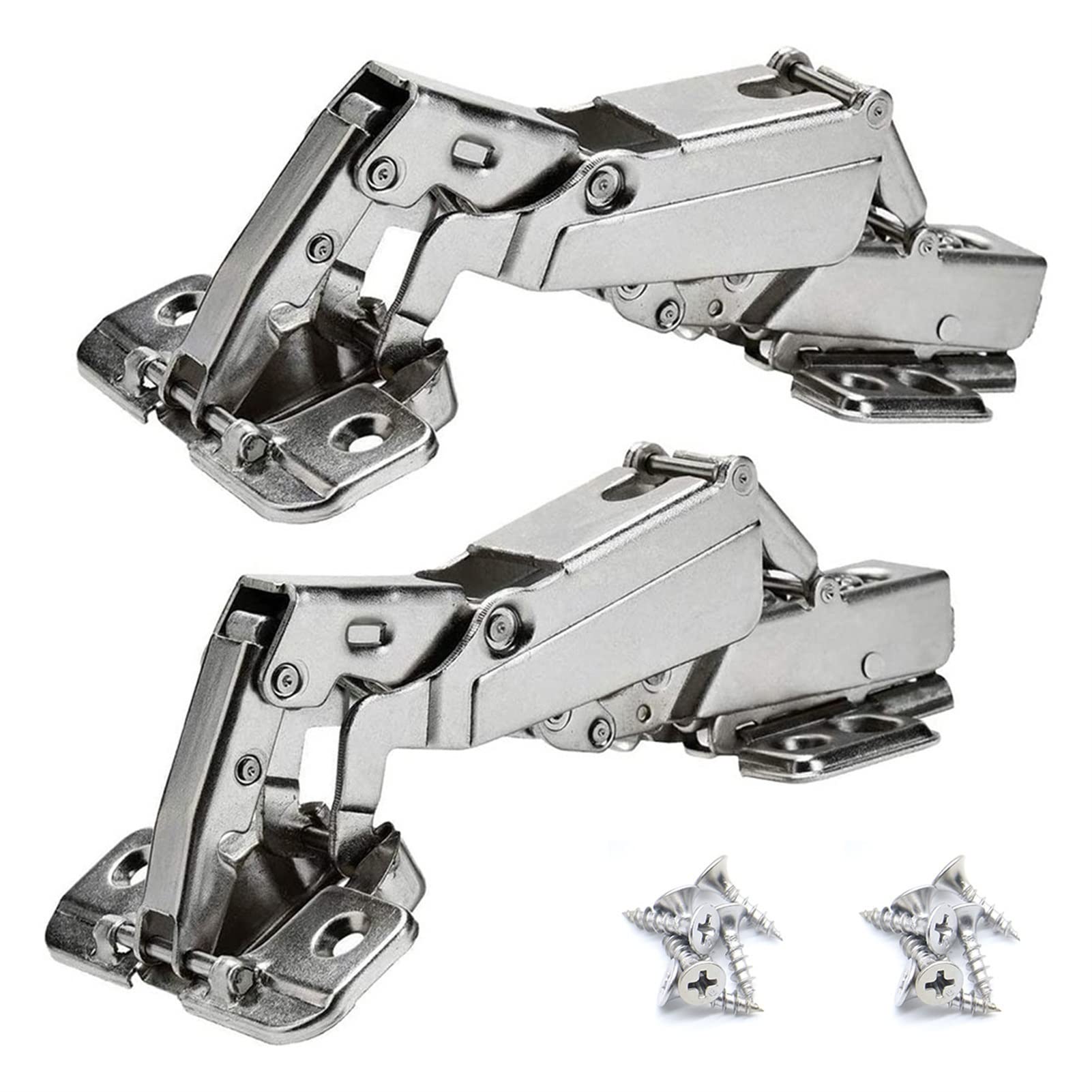AUNANGLJSCS 2 Pack 175° Hinged Frameless Cabinet Door Hinges Hidden Hydraulic Adjustable Furniture Hardware