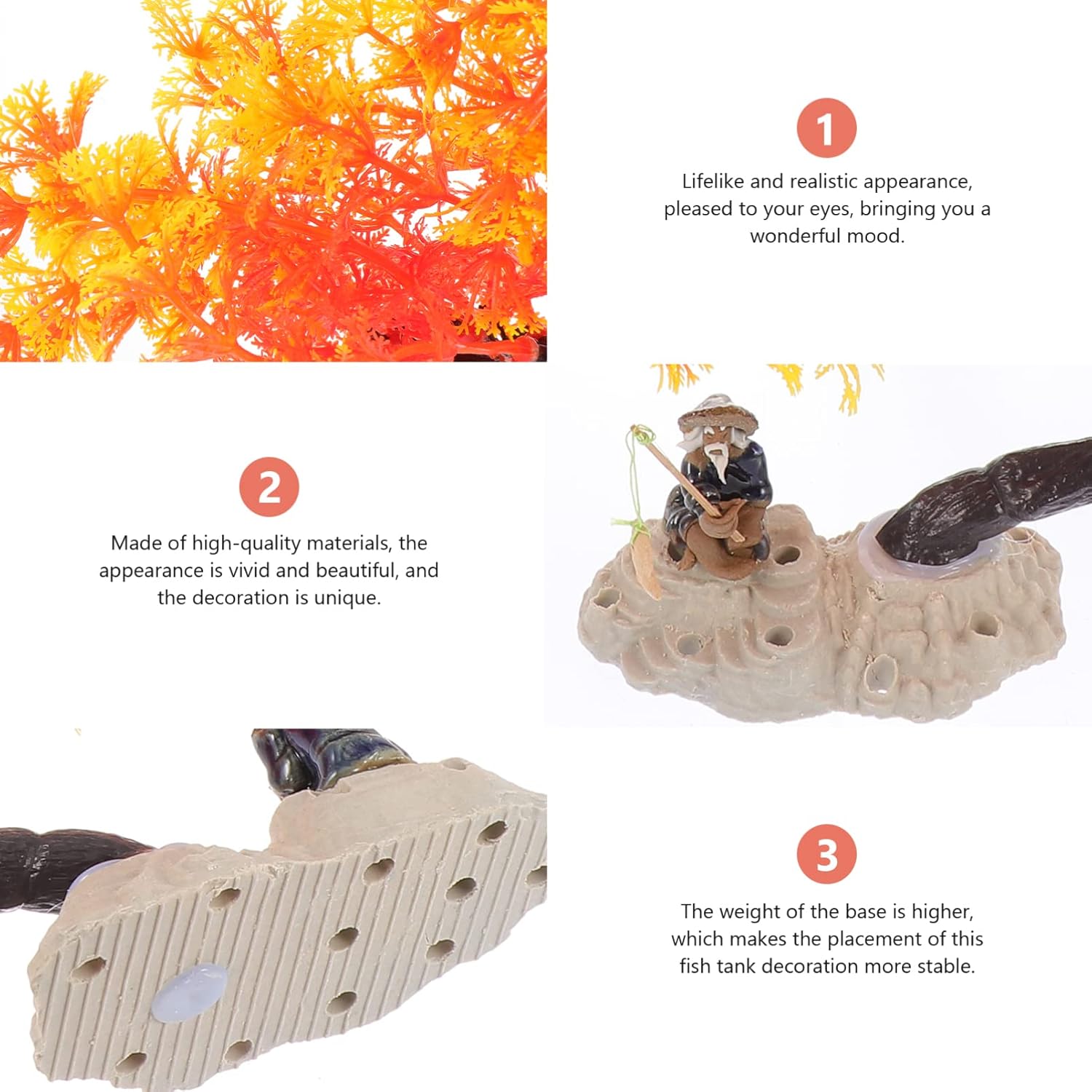 Aquarium Plants Fish Tank Artificial Tree with a Fisherman Pets Plants Aquarium Bonsai Tree Underwater Bonsai Ornament for Aquarium Fish Tank Decor - Image 4