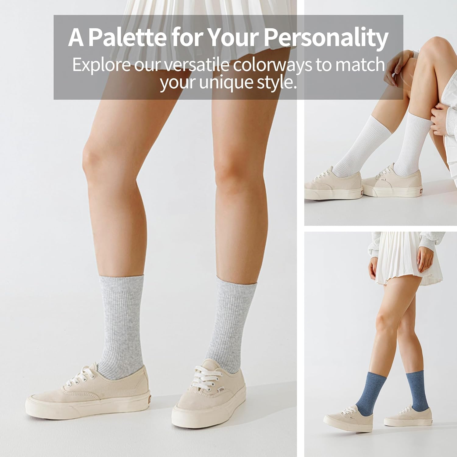 Tough Land Women’s Combed Cotton Socks 5 Pairs, Cozy Soft Crew&Ruffled Knit Ladies Socks for Casual Trouser Dress - Image 6