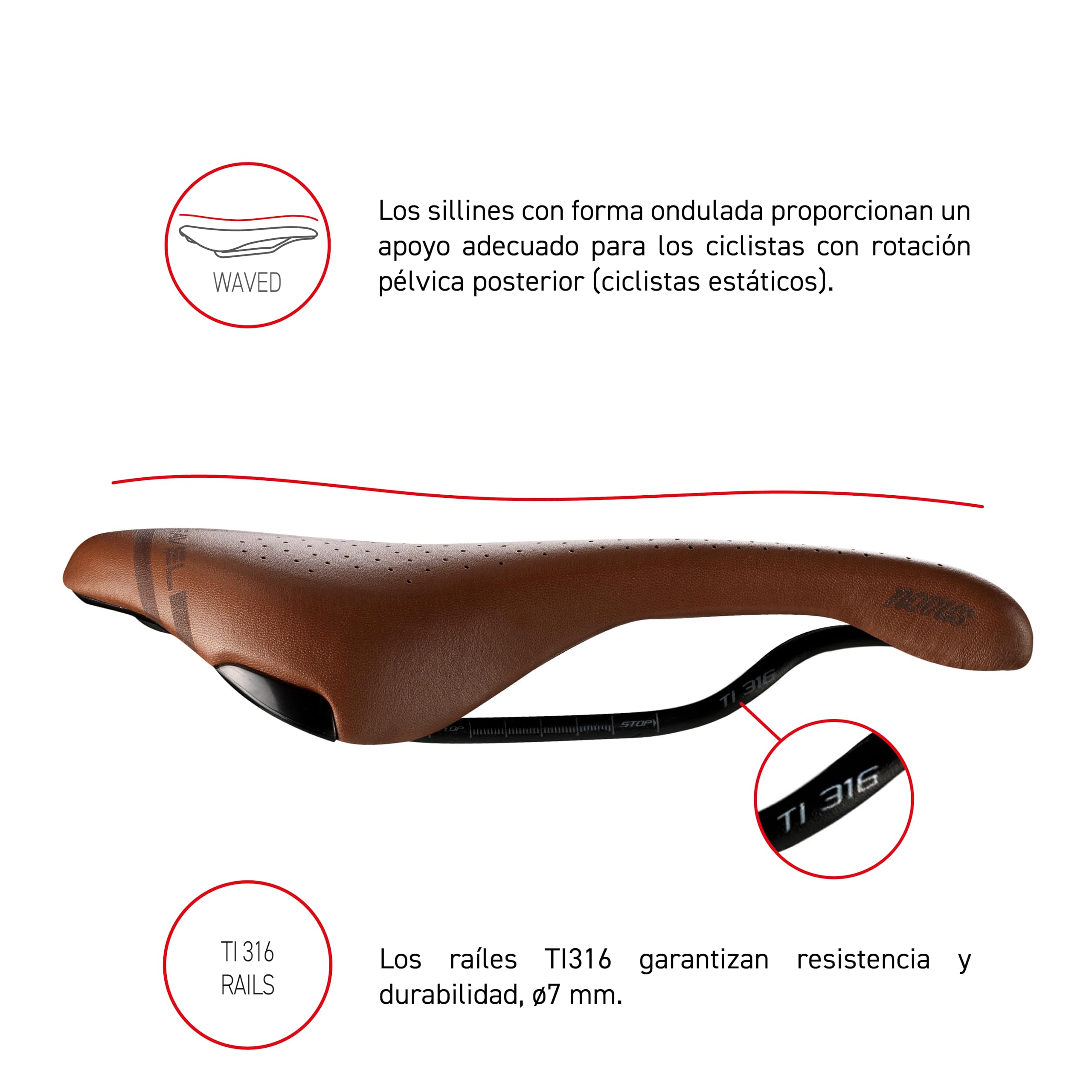Selle Italia Novus Boost Gravel Heritage TI 316 Superflow - Sillin Bicicleta Gravel Heritage, Extra Acolchado, Agujero Superflow, Estilo Vintage