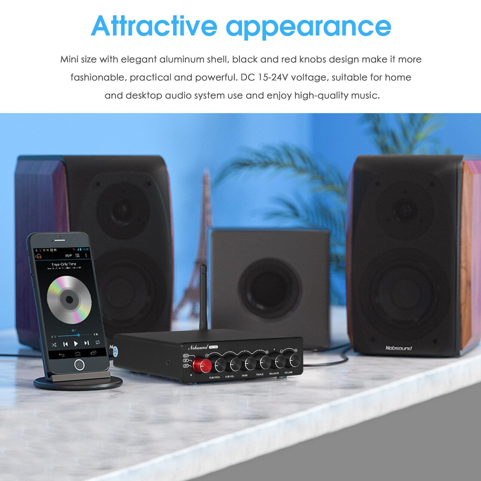 Nobsound HiFi TPA3116D2 - Amplificatore audio digitale 2.1 canali, 2 x 50 W + 100 W Subwoofer Treble Bass