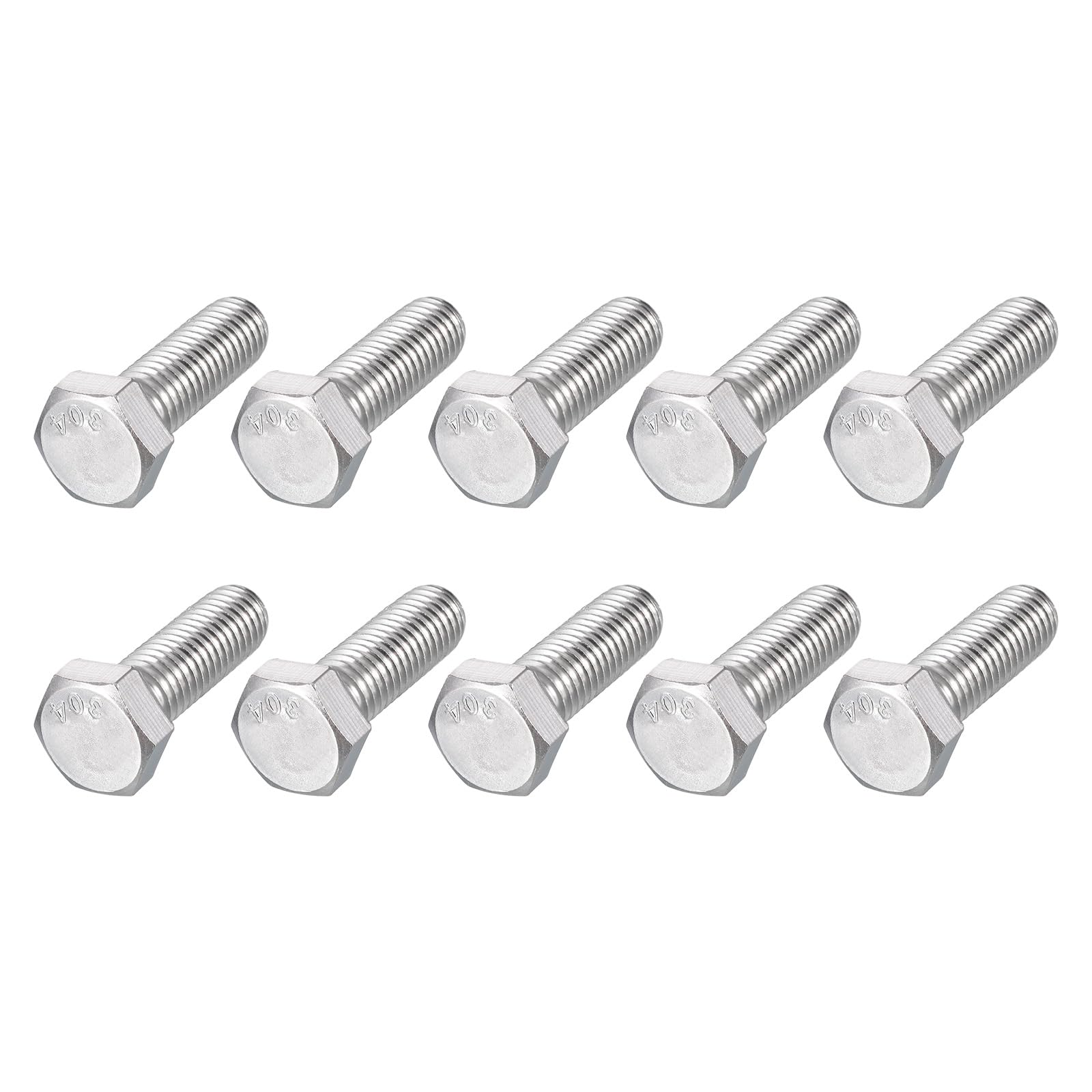 METALLIXITY Hex Head Bolts (1/2-13 x 1-1/2") 20Pcs, 304 Stainless Steel 18-8, Fully Threaded, External Hex Drive