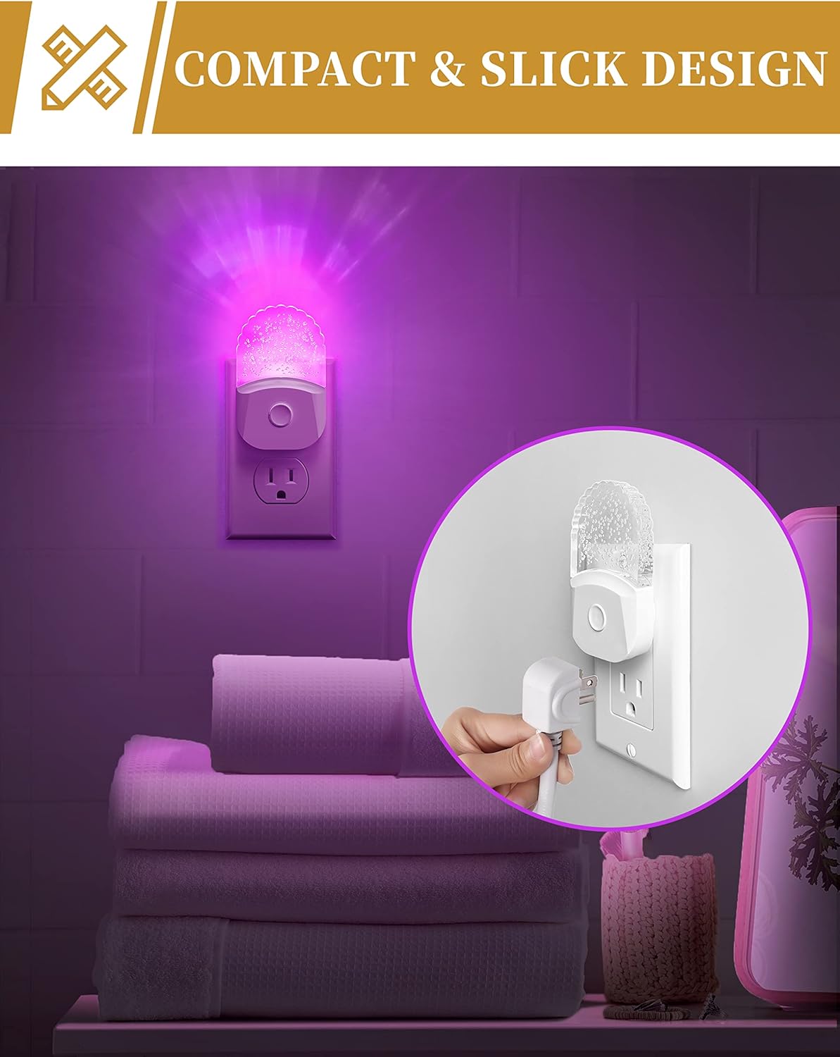 Night Lights Plug Into Wall [2 Pack], Color Changing Night Light for Kids, 8-Color RGB LED Night Light, Nightlight with Dusk to Dawn Sensor, Night Light for Bathroom Decor, Children Room, Kids Gift - - 