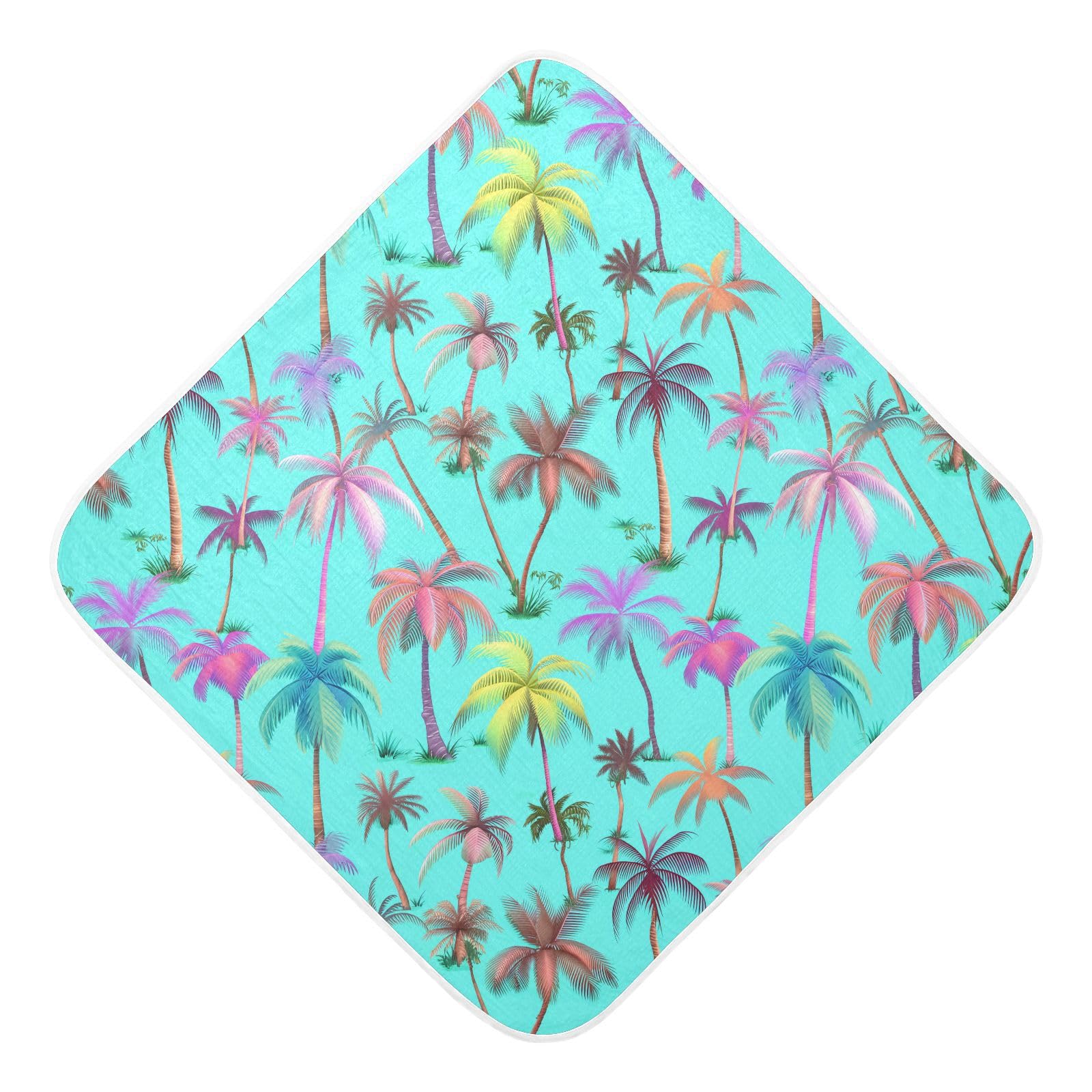 Msyxl Pastel Palms Hooded Towel - Ultra Soft & Absorbent Muslin Cotton Bath Towel for Babies, Toddlers, Newborn - Boys & Girls Essential 30
