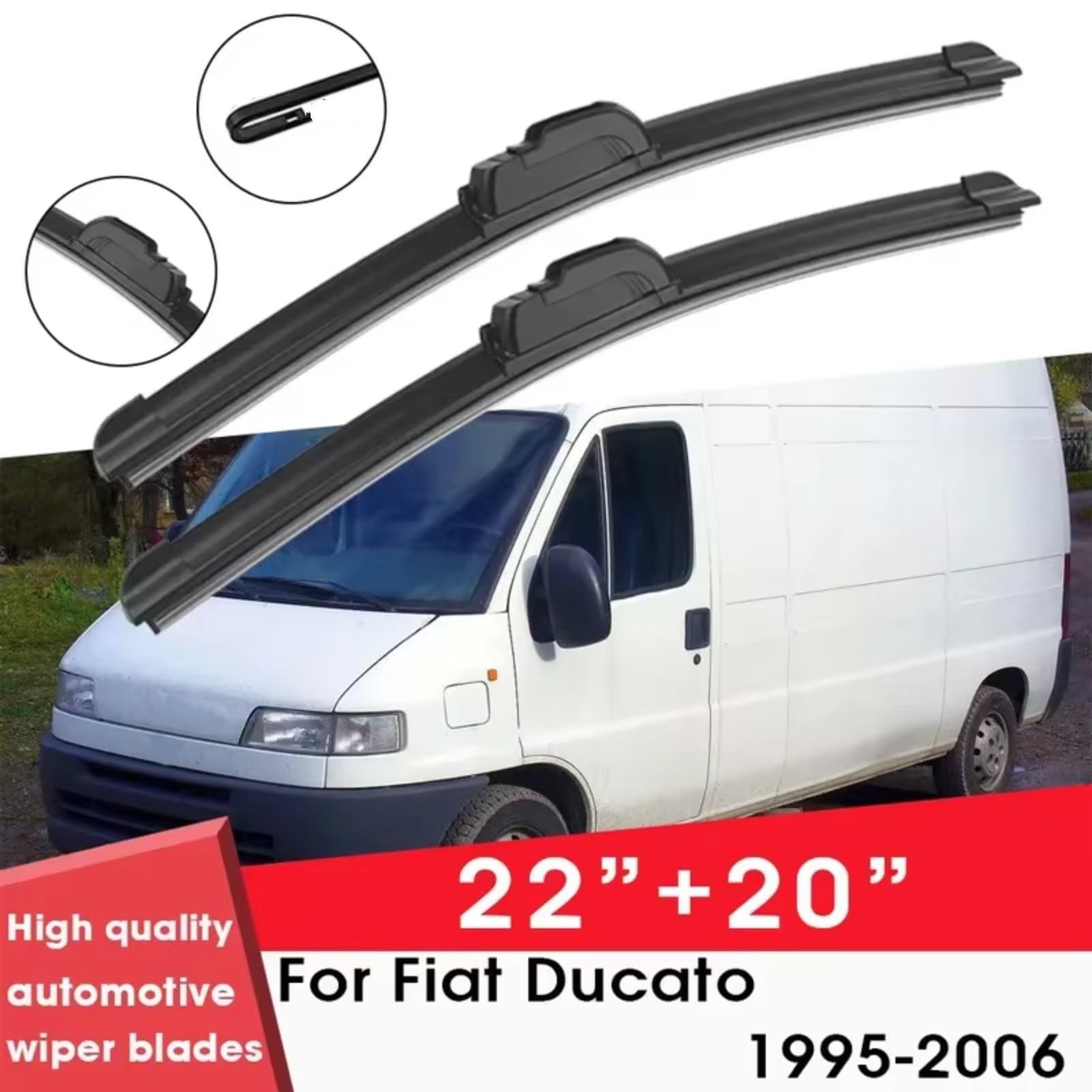 Escobillas Compatible Con NFiat Para Ducato 1995-2006 22"+ 20" Limpiaparabrisas De Goma Natural Accesorios Para Limpiaparabrisas De Coche Escobillas De Limpiaparabrisas