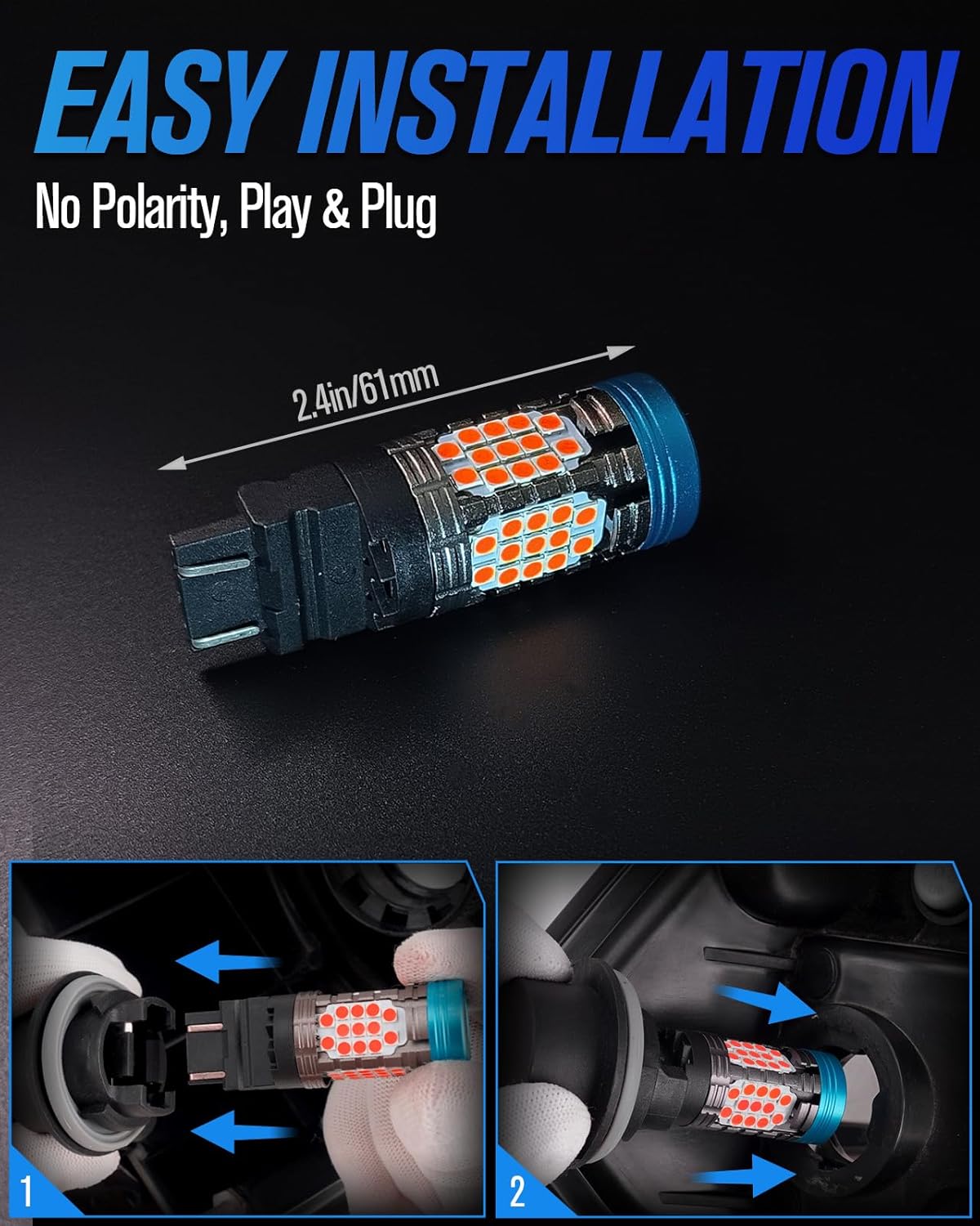 WT21/7W LED Bulb Red with Built-in Resistor for Tail Brake Light Error Free,WT21/7W Brake Bulb CANbus Ready,WT21W WTY21W LED Bulb Replacement for Tail Rear Turn Signal Lights(2pcs)