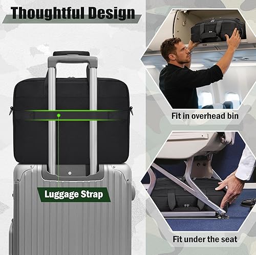 Miniatura 6 de RAINSMORE Bolsa táctica para computadora portátil de 15.617.3 pulgadas, maletín para computadora portátil, bolsa de mensajero militar, oficina de