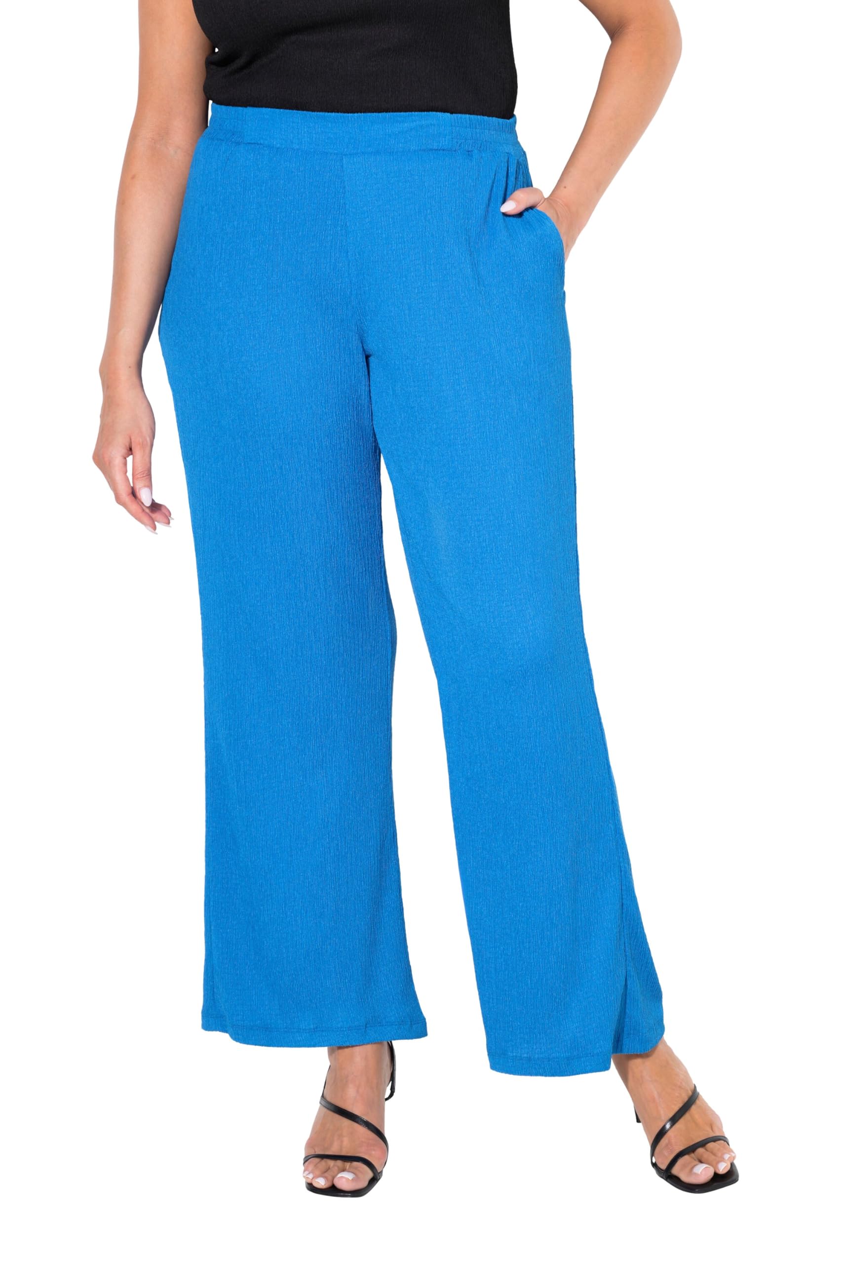 Ulla Popken Damen große Größen Übergrößen Plus Size Hose, Struktur, weites Bein, Komfortbund 838454