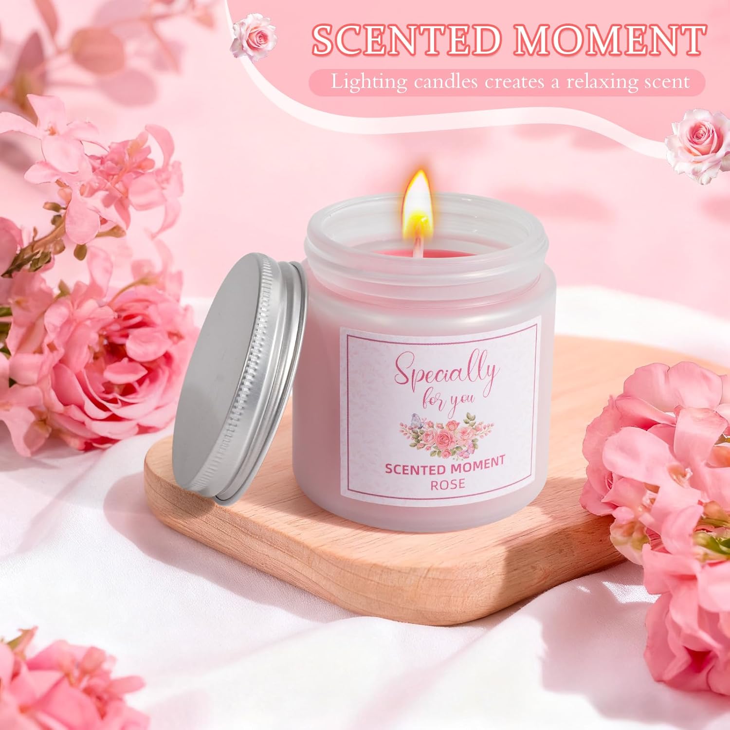 Valentine's Day Gifts for Women,Birthday Gift,Self Care Set ,Get Well Soon Gift Baskets, Relaxing Rose Spa Gift Basket ,Care Package,Unique Mom Gifts for Her Girlfriend Sister Friend Wife Grandma - Image 3