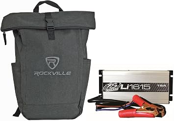Audiosavings Bundle Li1615 16V High Frequency Lithium Battery IntelliCharger, 15A Bundle with Free Rockville RPAK Charcoal Stylish Durable Backpack Bag w/Padded Laptop Pocket 2 Items