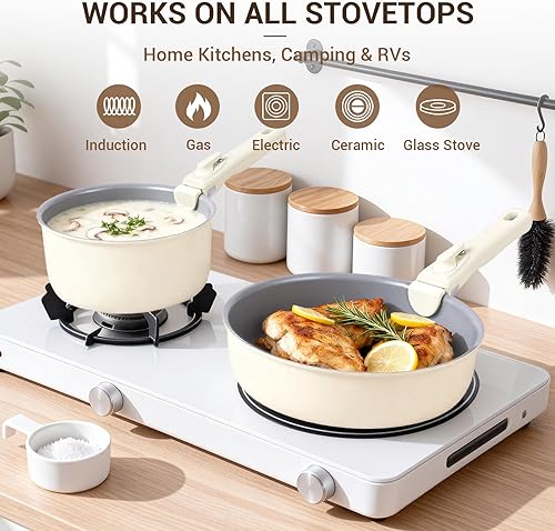 Miniatura 4 de Ammeloo Juego de 18 ollas y sartenes de cerámica antiadherentes y Ammeloo de 8 piezas