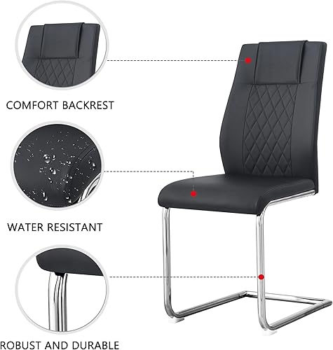 Miniatura 5 de JUFU Juego de mesa de comedor de cristal de 71 pulgadas para 6, juego de mesa de comedor moderno con base de textura de mármol sintético blanco,