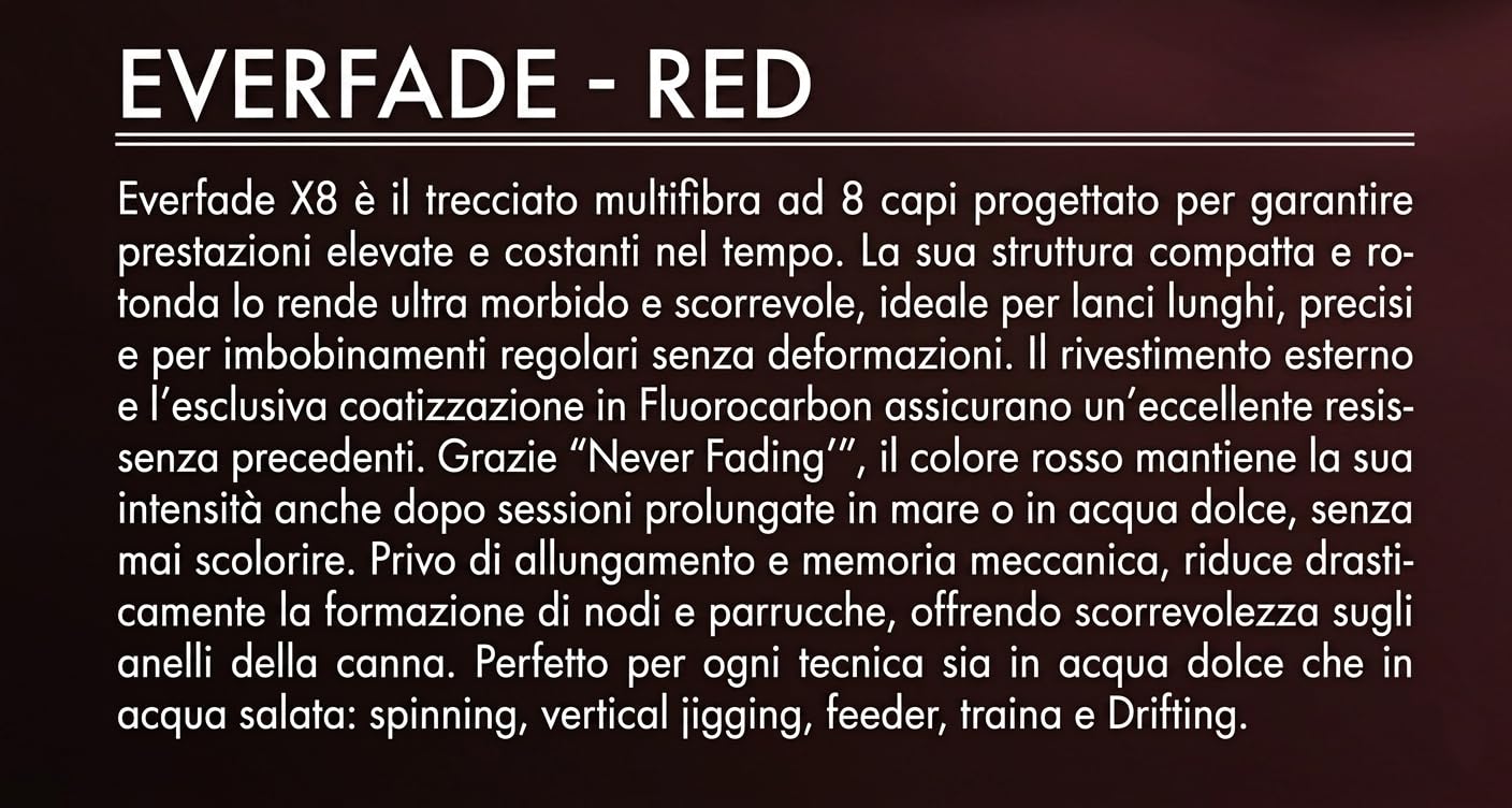 TUBERTINI Trecciato Multifibra X8 - Coatizzazione in Fluorocarbon - Rosso o Nero 150mt - Ø 0.08-0.20 spinning, vertical jigging, feeder, traina e Drifting