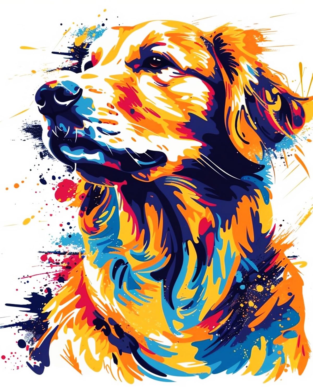 Liubaishi Multicolour Paint By Numbers For Adults, Diy Acrylic Painting Kit, Golden Retriever, 40X50 Cm Canvas